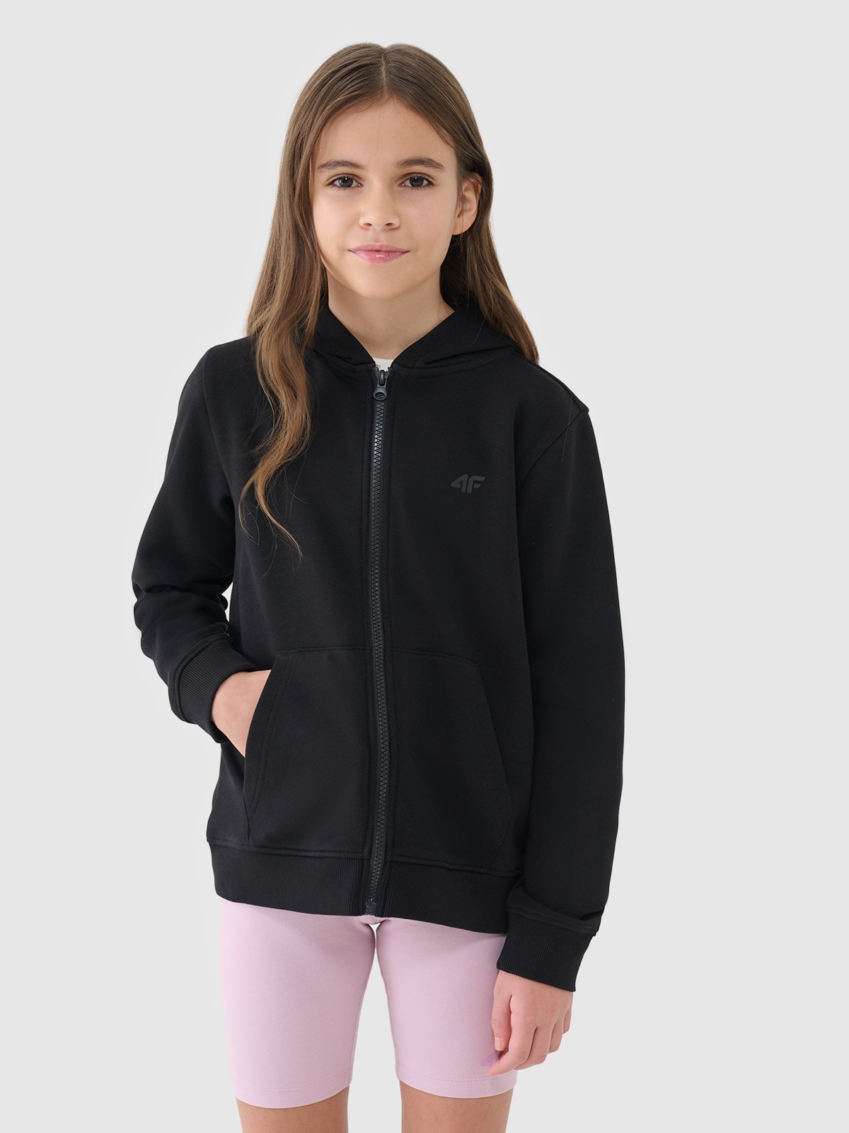 Спортивне худі на блискавці для дівчаток - сірий