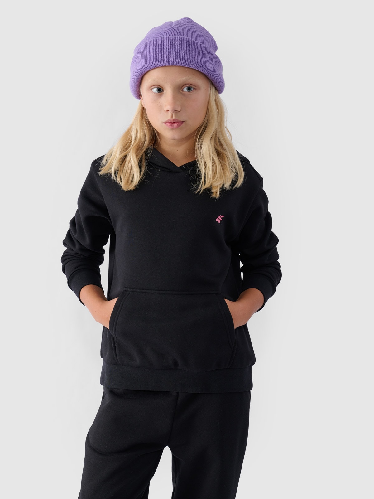 Спортивне худі для дівчаток - чорний