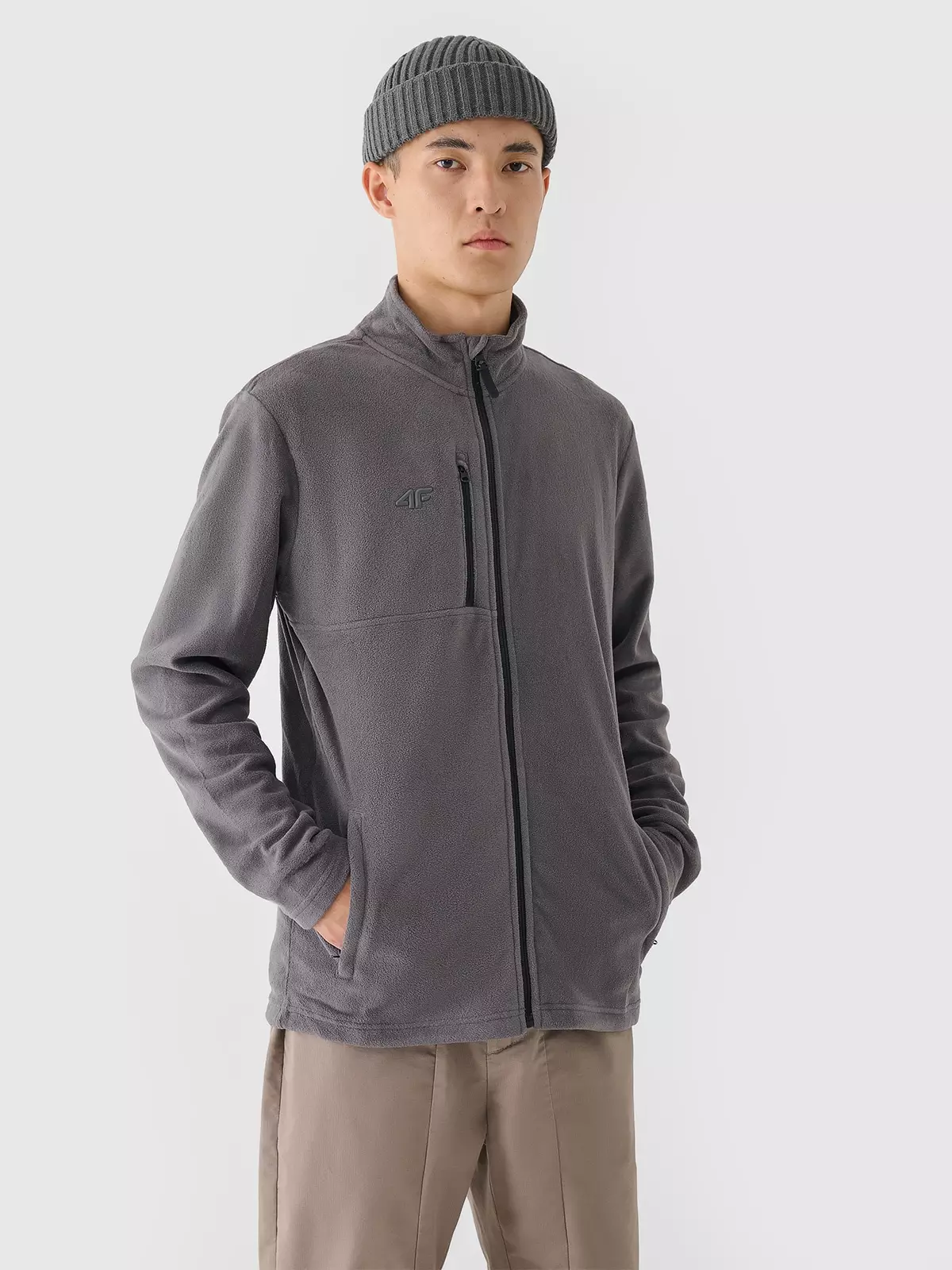 Чоловічий фліс з коміром-стійкою regular - сірий