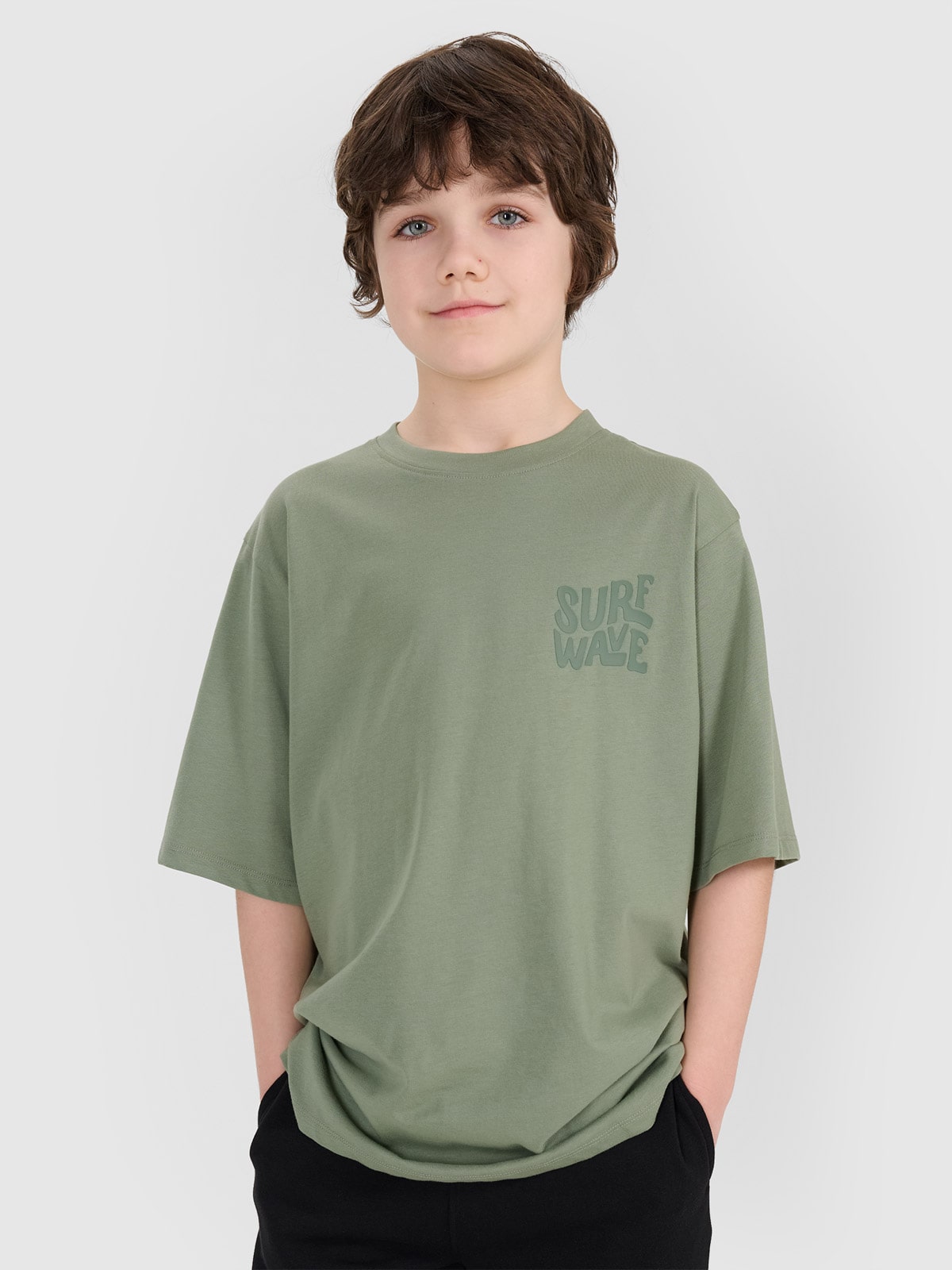 Футболка oversize з принтом для хлопчиків - бірюзовий