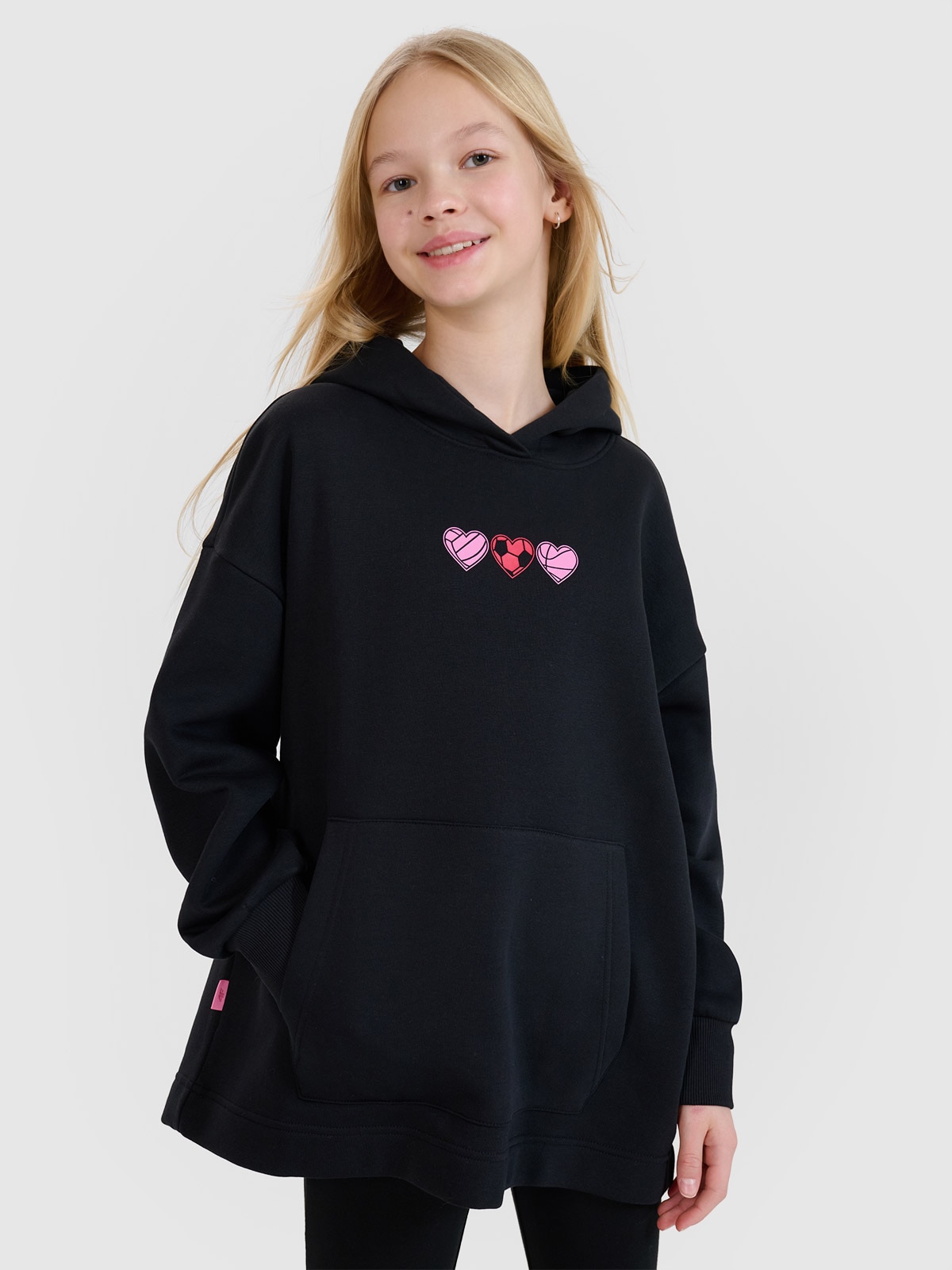 Спортивне худі для дівчаток - чорний