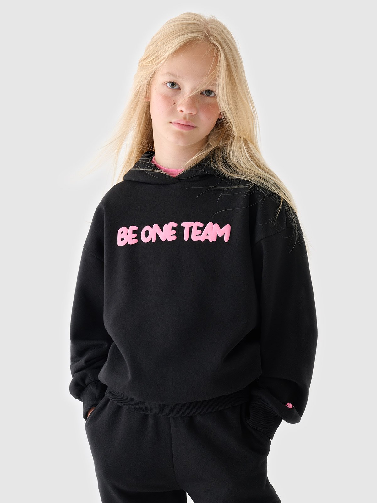 Спортивне худі для дівчаток - чорний