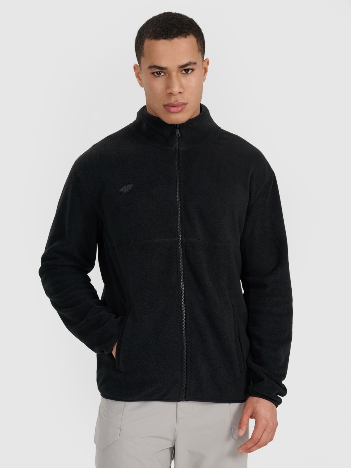 Чоловічий фліс regular зі стійкою - чорний