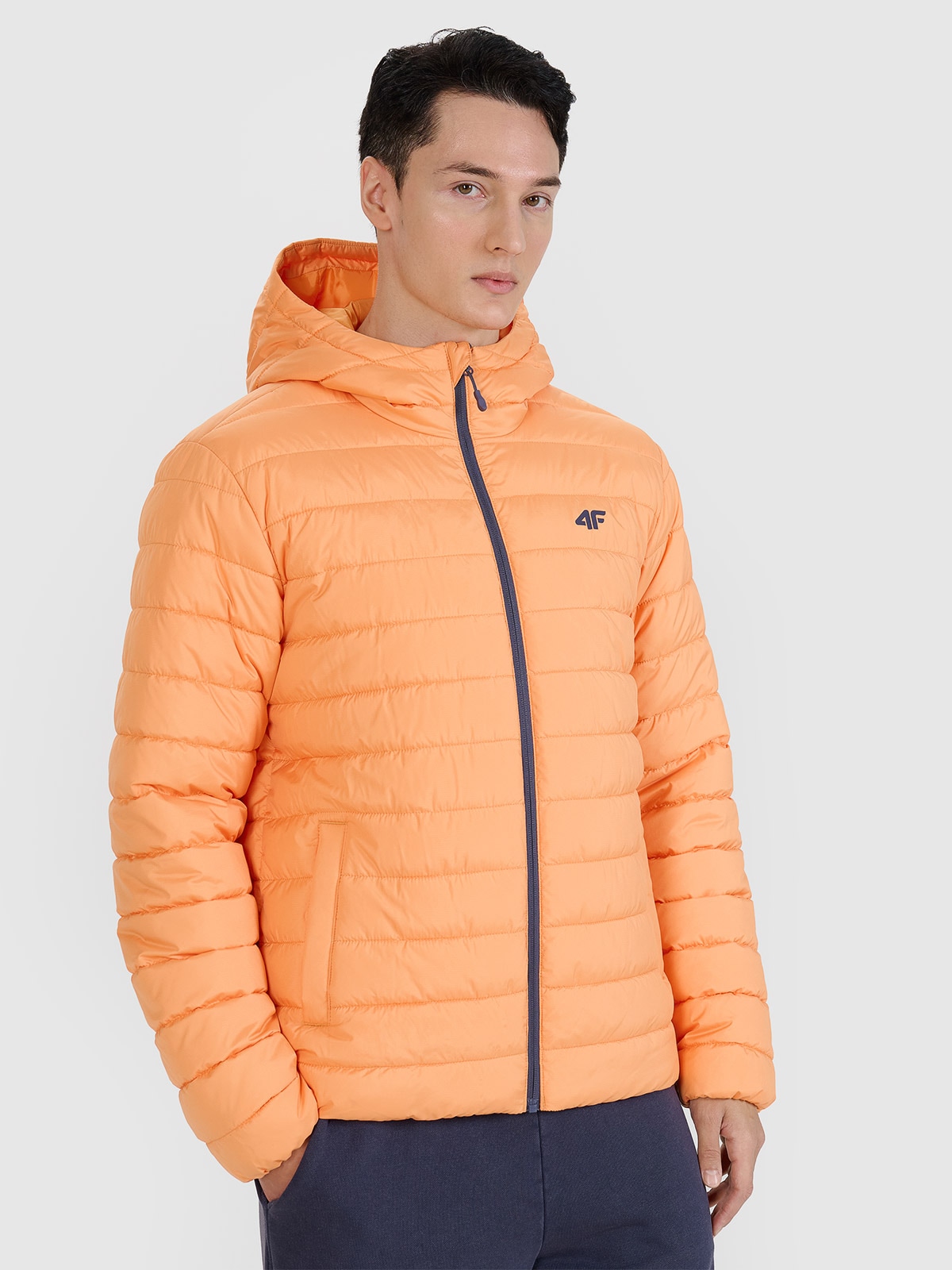 Чоловіча пухова куртка з синтетичним наповнювачем - помаранчевий
