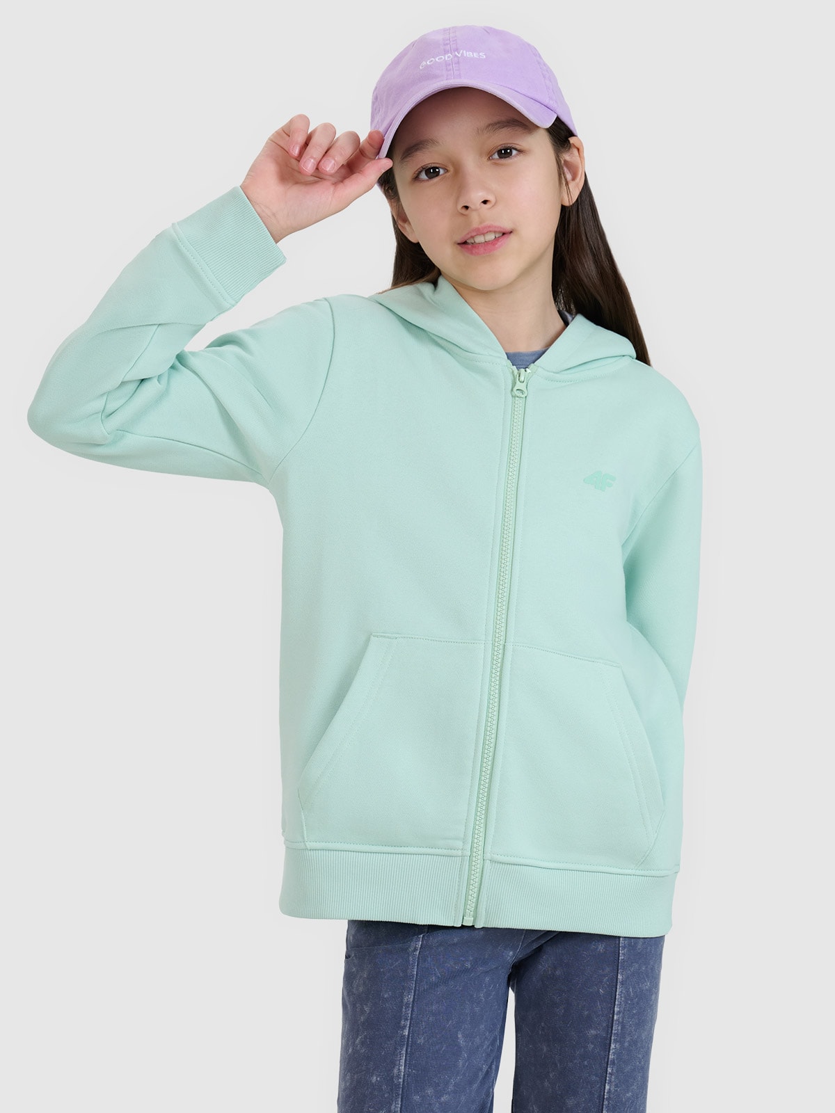 Спортивне худі на блискавці для дівчаток - фіолетовий