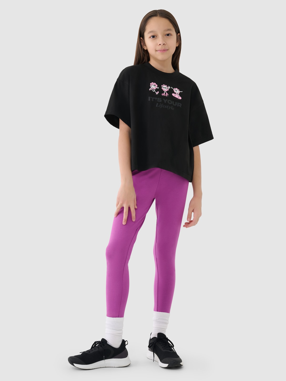 Трикотажні легінси для дівчаток - фіолетовий