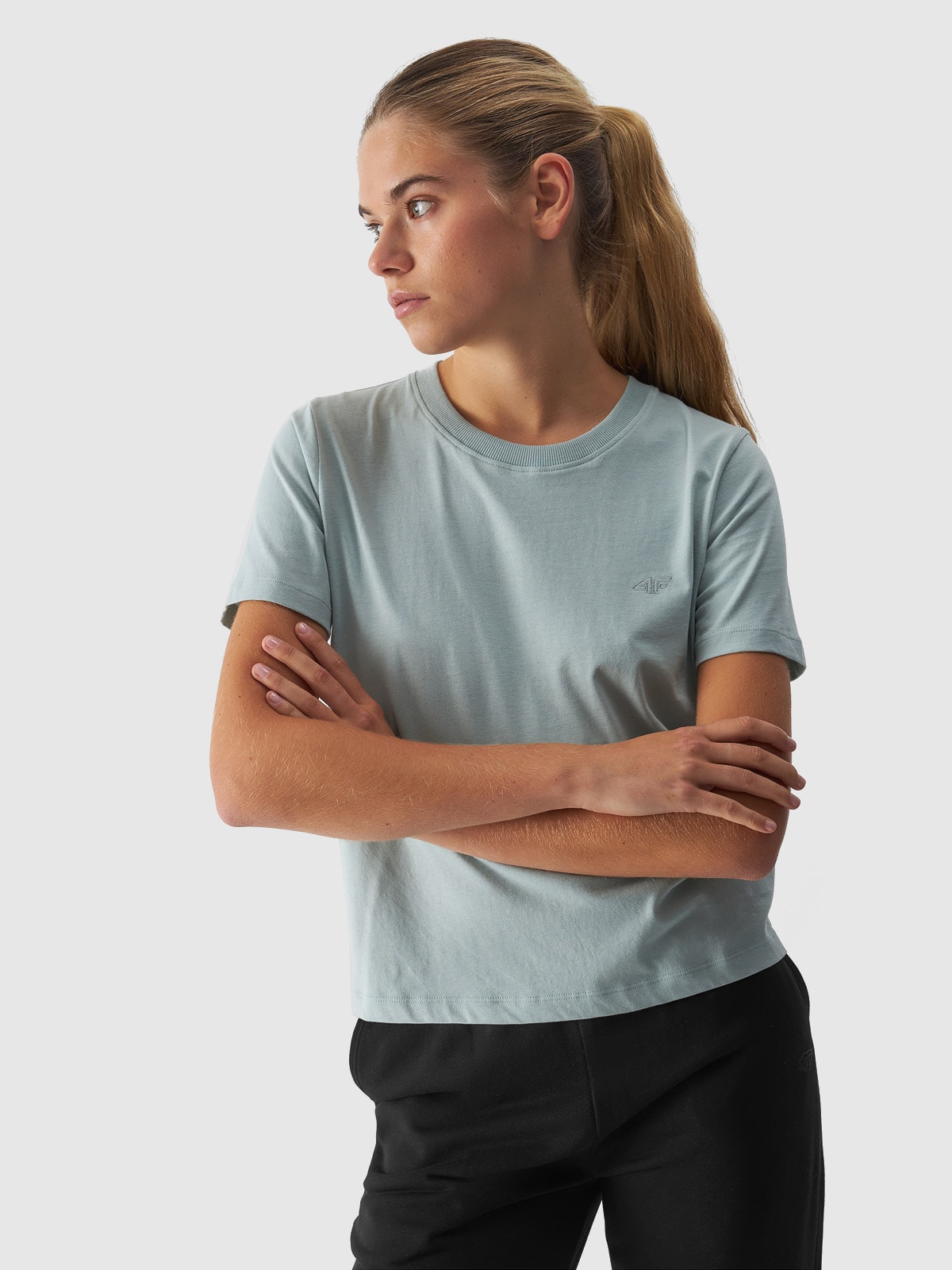 Жіноча однотонна футболка regular - бірюзовий