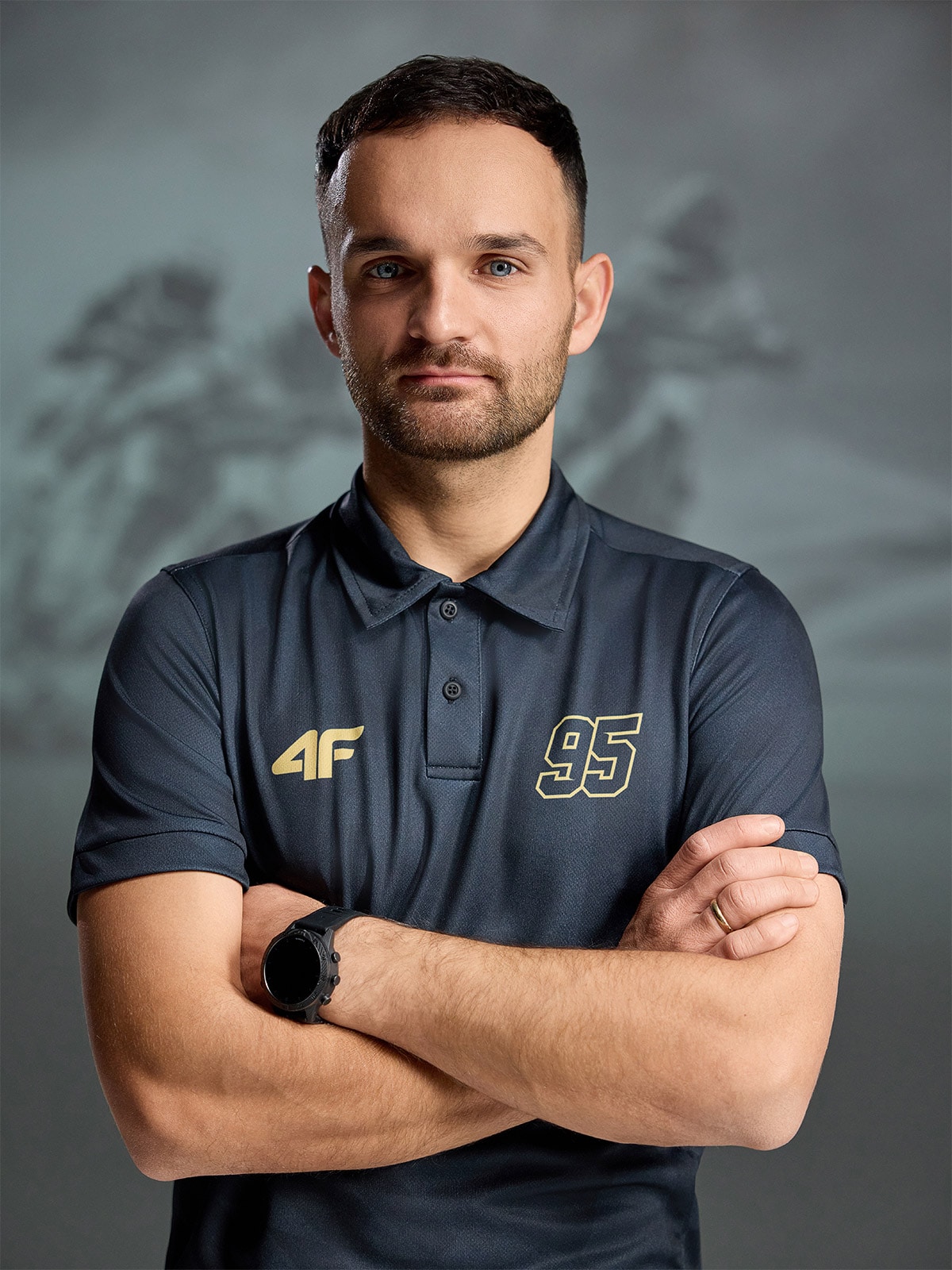 Чоловіча швидковисихаюча футболка поло 4F x Бартош Змарзлік - чорна