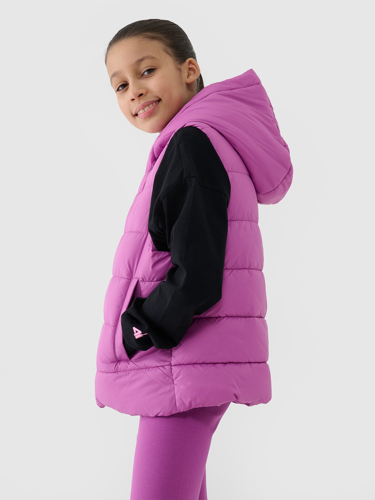 Пухова жилетка з синтетичним наповнювачем для дівчаток - фіолетовий