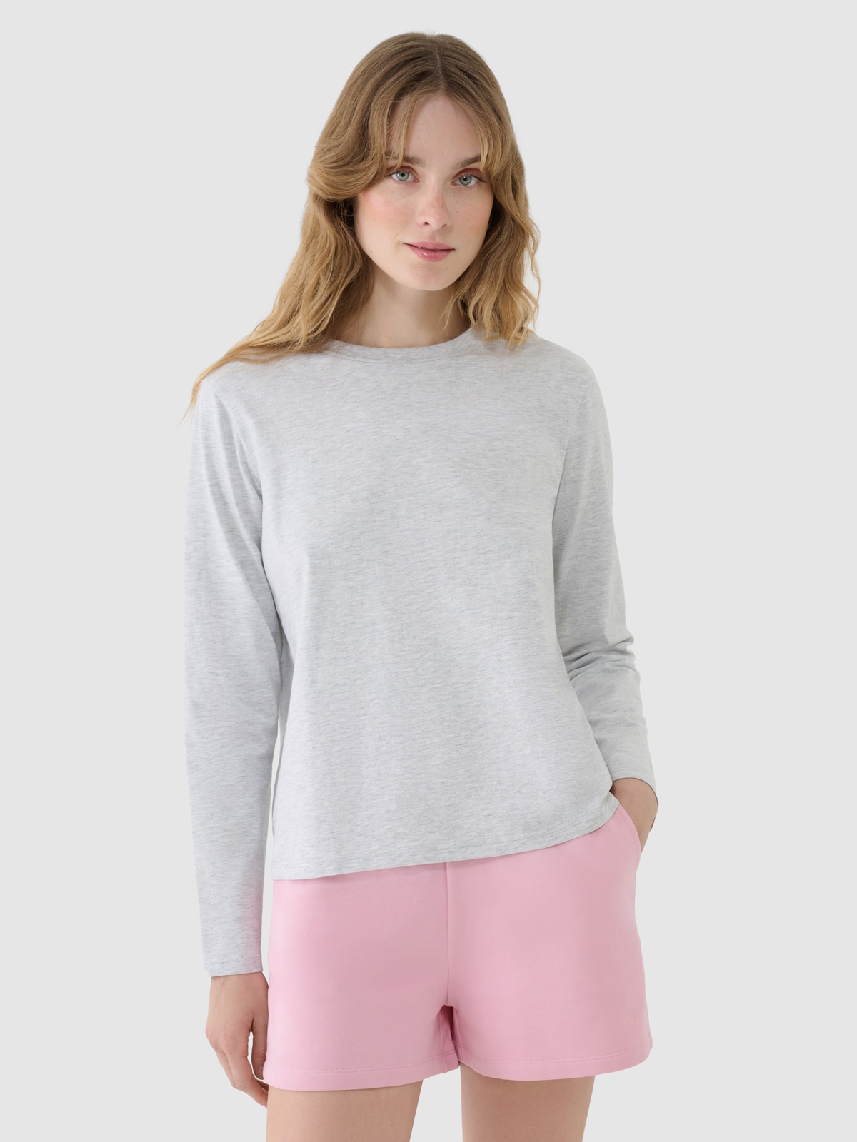 Жіночий однотонний лонгслів oversize - сірий