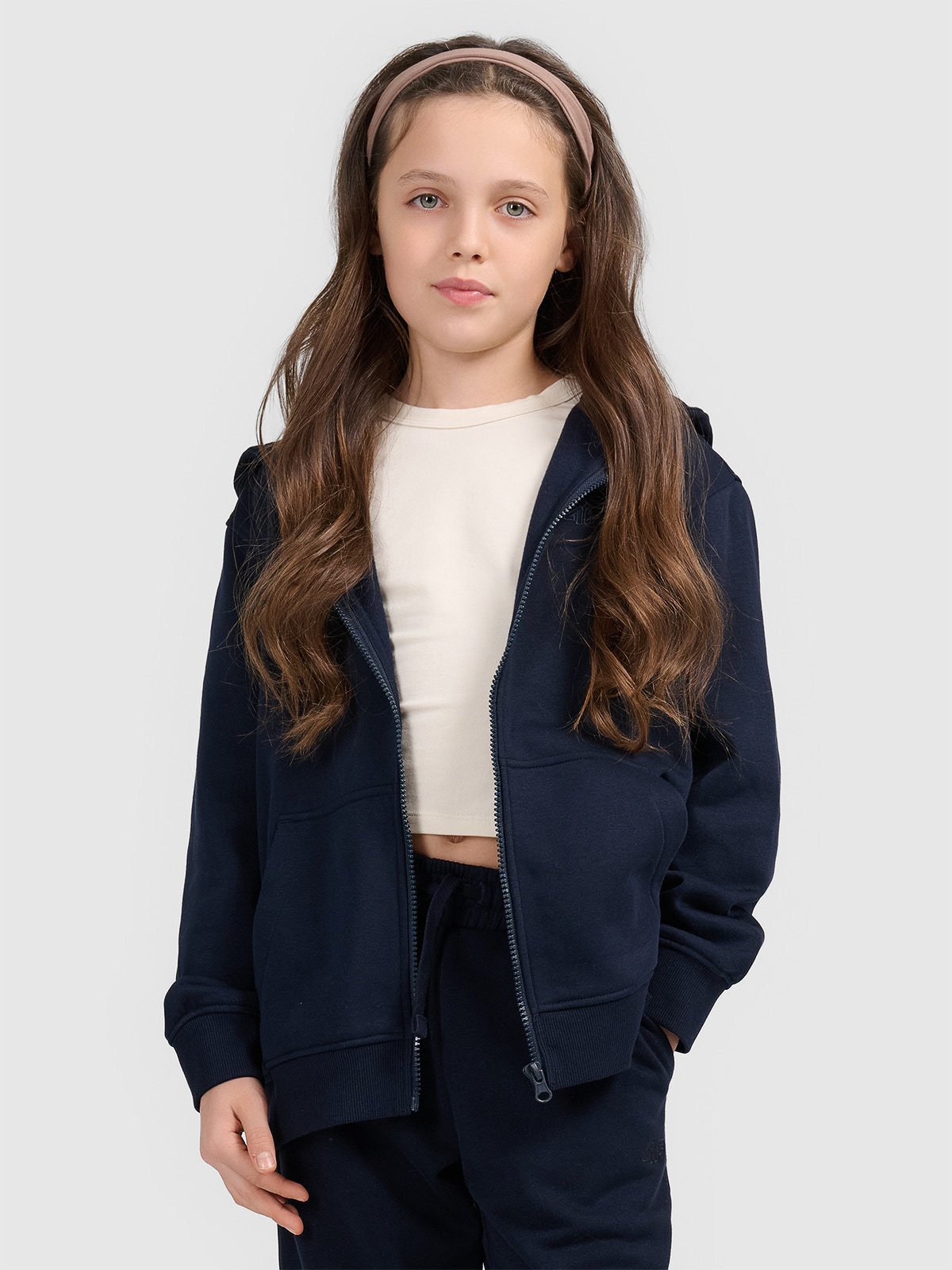 Спортивне худі на блискавці для дівчаток - темно-синій