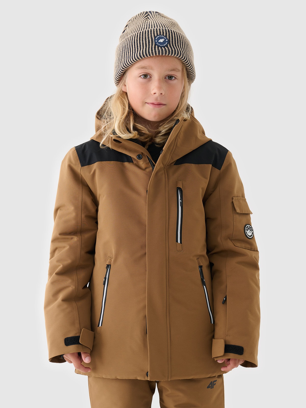 Куртка для сноуборда мембрана 8000 для хлопчиків - коричневий