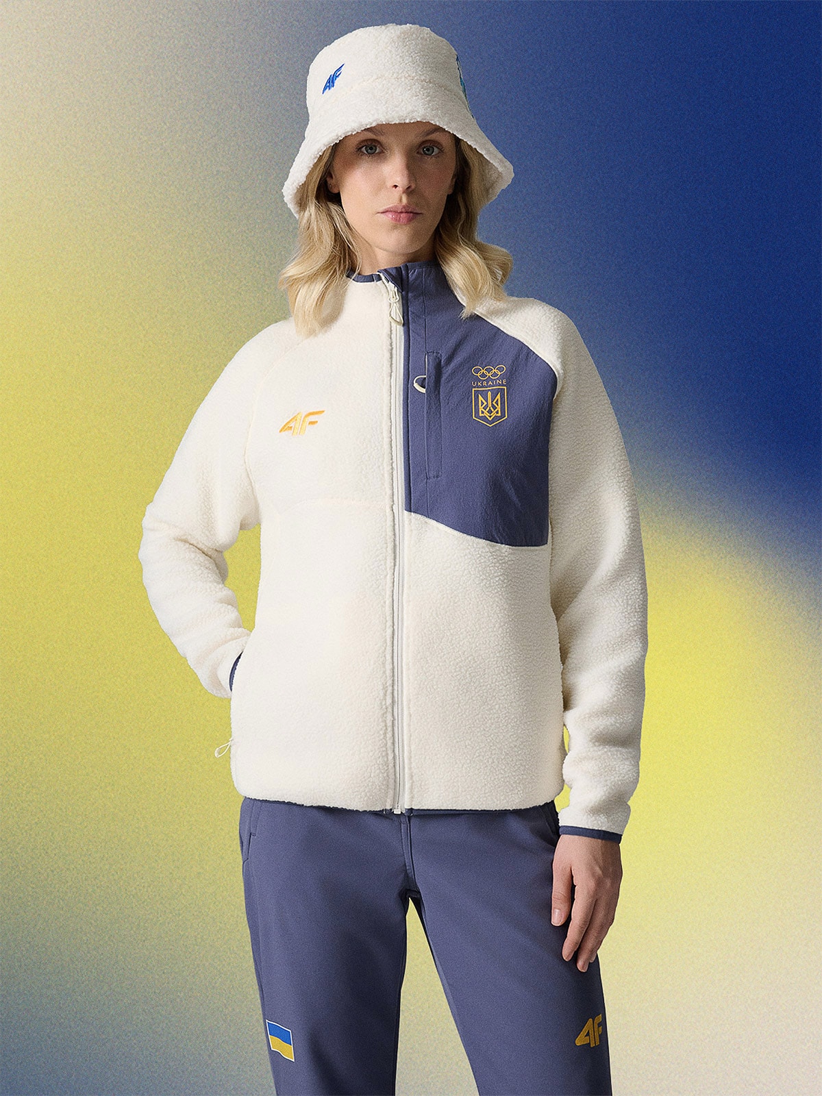 Milano-Cortina/Україна - Фліс sherpa зі стійкою жіночий - білий