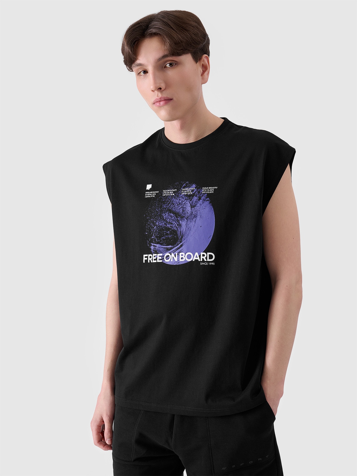 Чоловіча майка tank top oversize з принтом - чорний