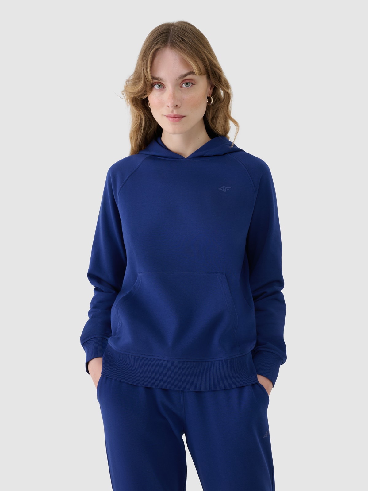 Жіноче спортивне худі без застібки з капюшоном - темно-синє