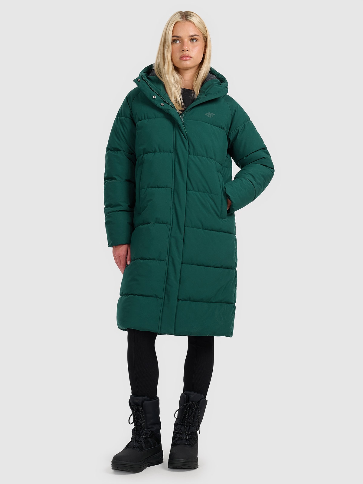 Пухове пальто з синтетичним наповнювачем жіноче - зелене