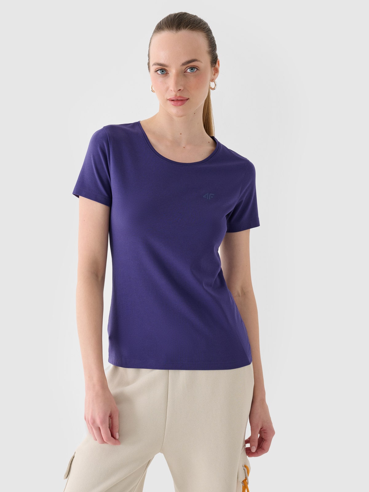 Жіноча однотонна футболка slim - темно-синій