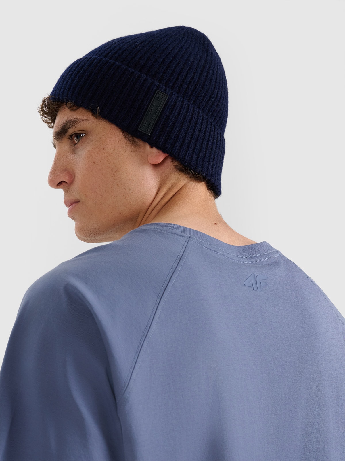 Шапка beanie вовняна чоловіча - темно-синій