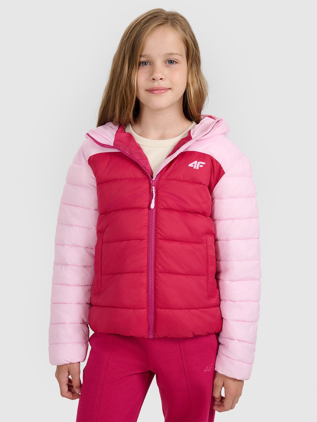 Пухова куртка з синтетичним наповнювачем дівоча - рожева