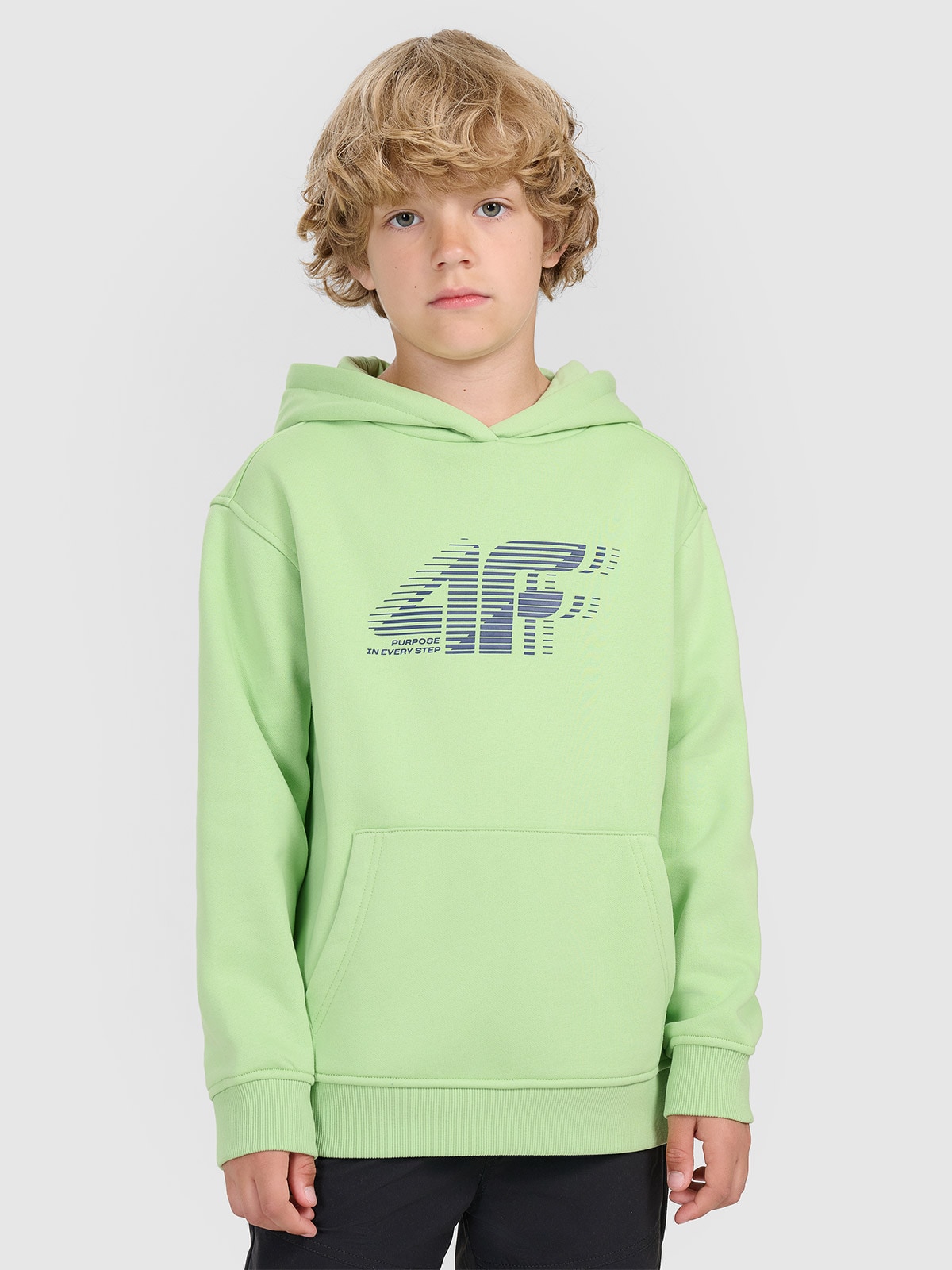 Спортивна кофта без застібки з капюшоном для хлопчика - зелена
