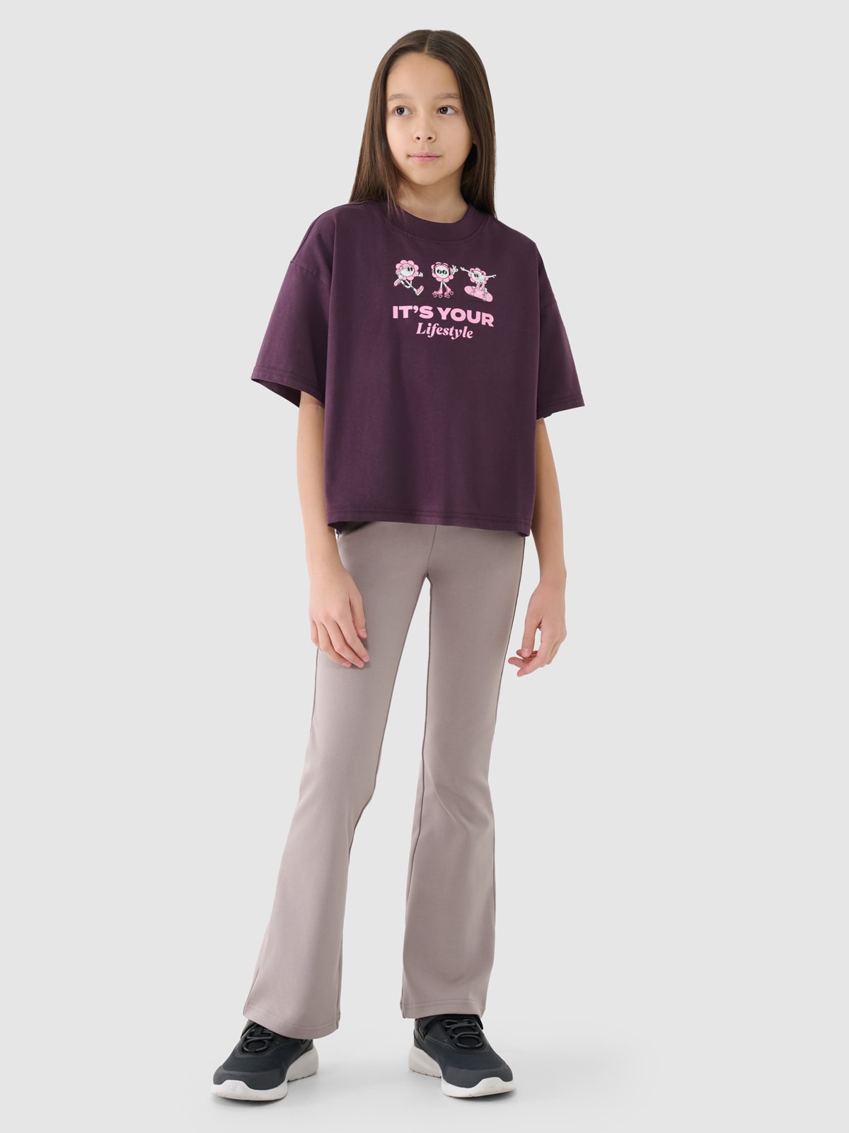 Трикотажні легінси для дівчаток - бежевий