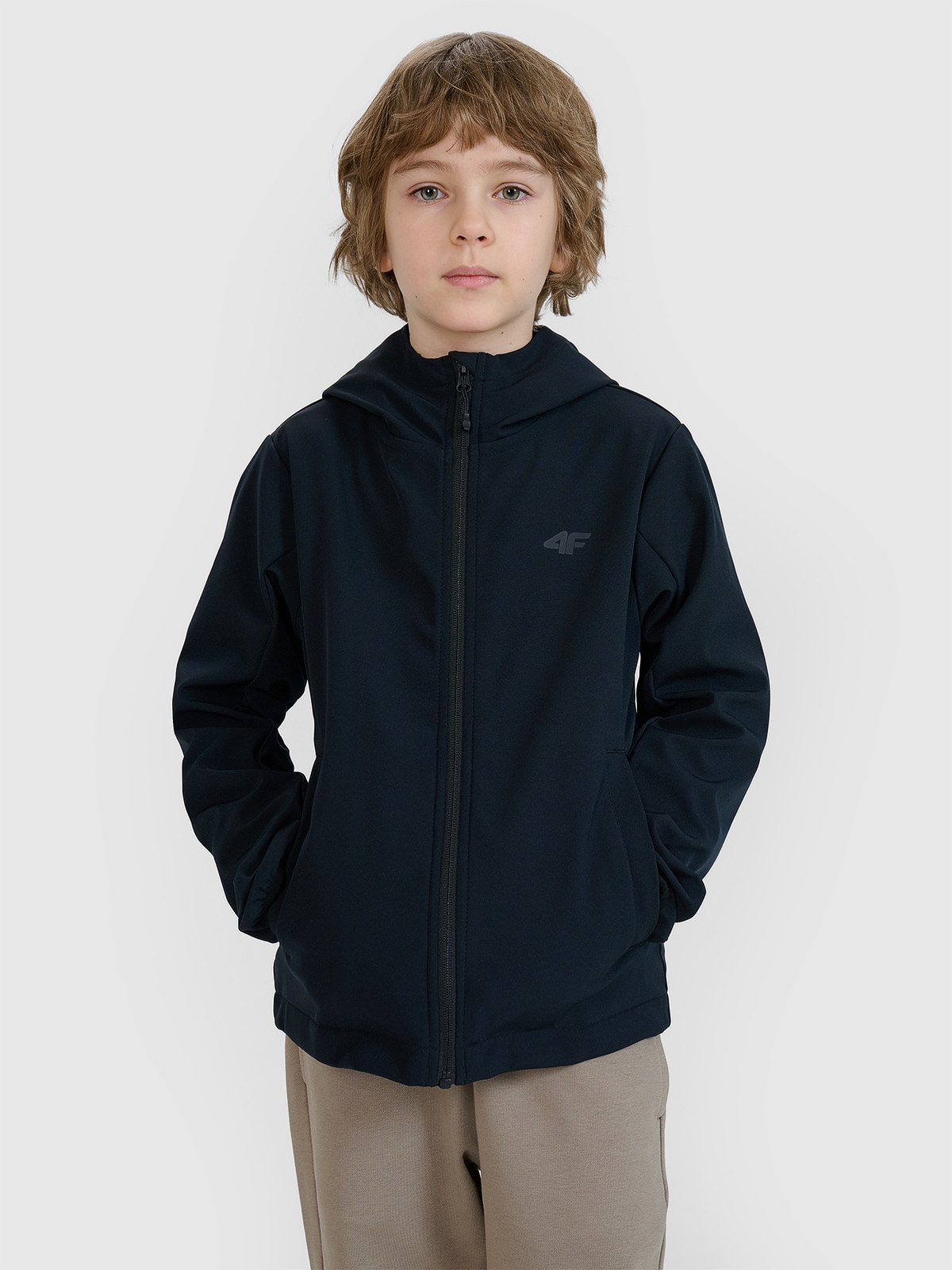 Куртка софтшел вітрозахисна мембрана 5000 для хлопчиків - чорна