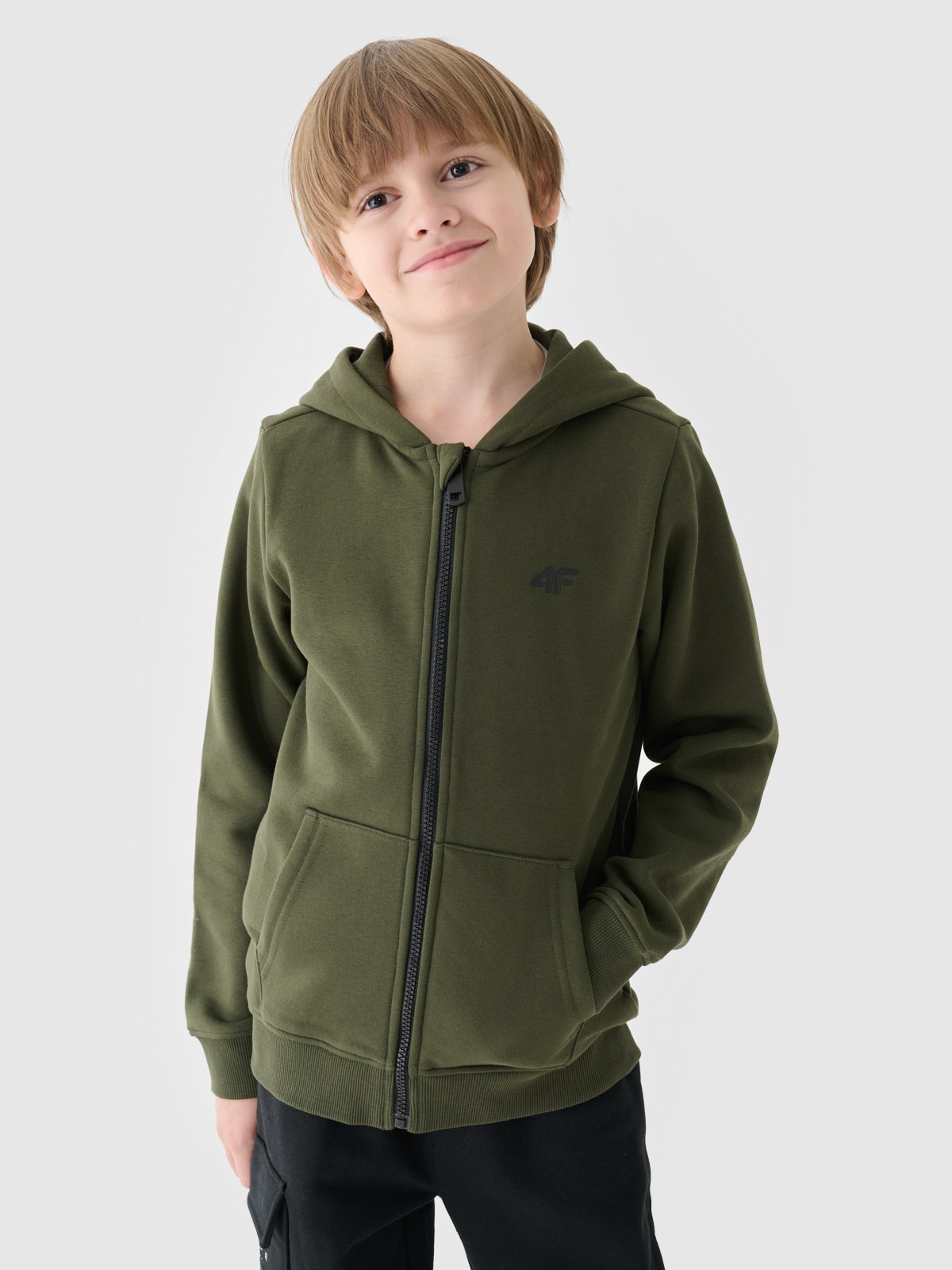 Спортивне худі на блискавці для хлопчиків - хакі