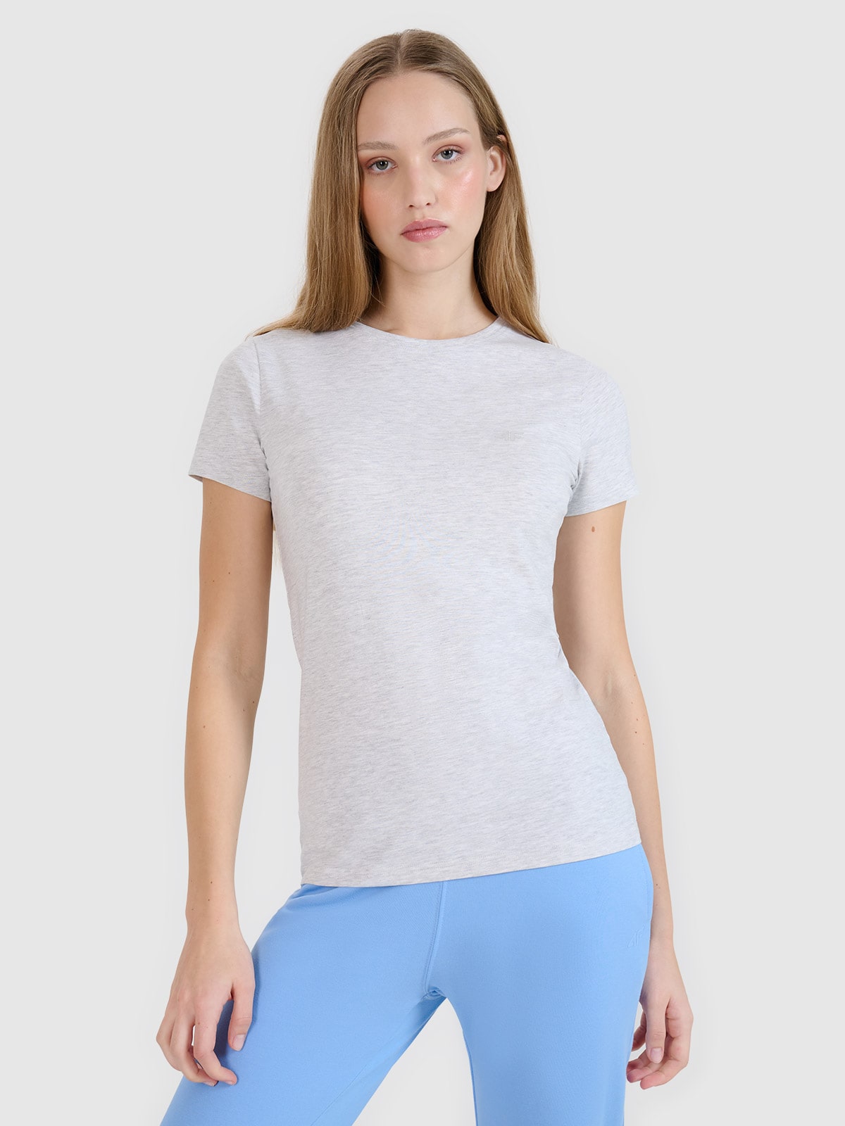 Жіноча однотонна футболка slim - сірий