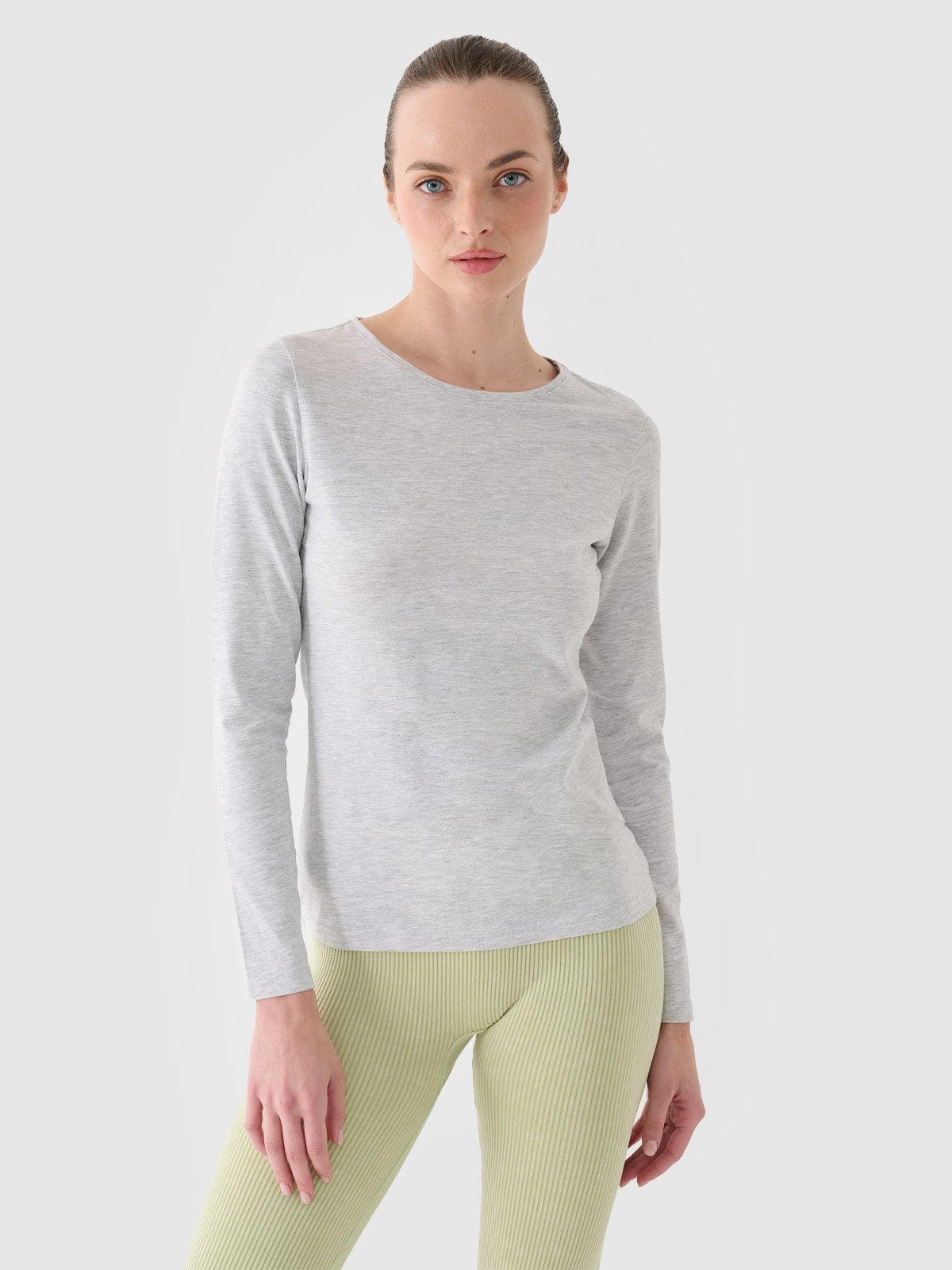 Жіночий однотонний лонгслів slim - сірий