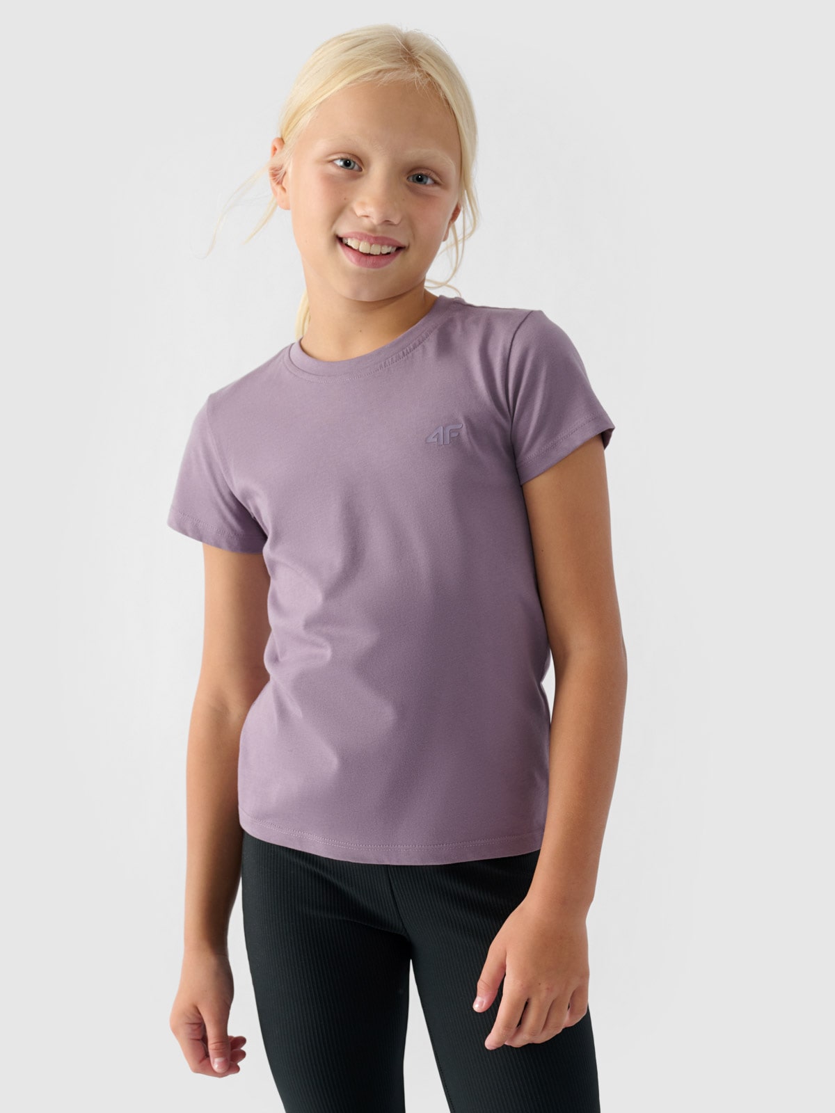Однотонна футболка для дівчаток - фіолетовий