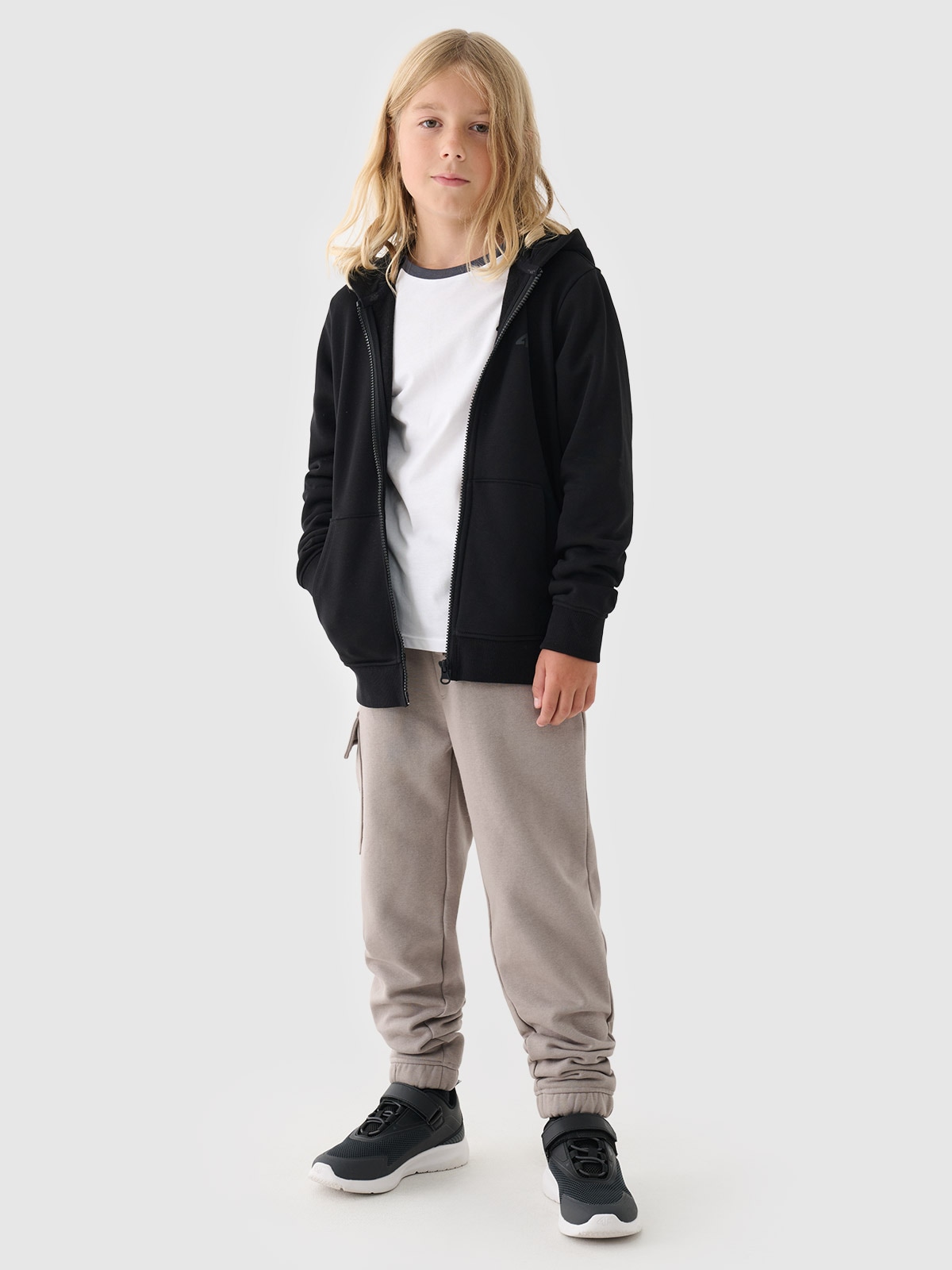 Худі на блискавці для хлопчиків - темно-чорний