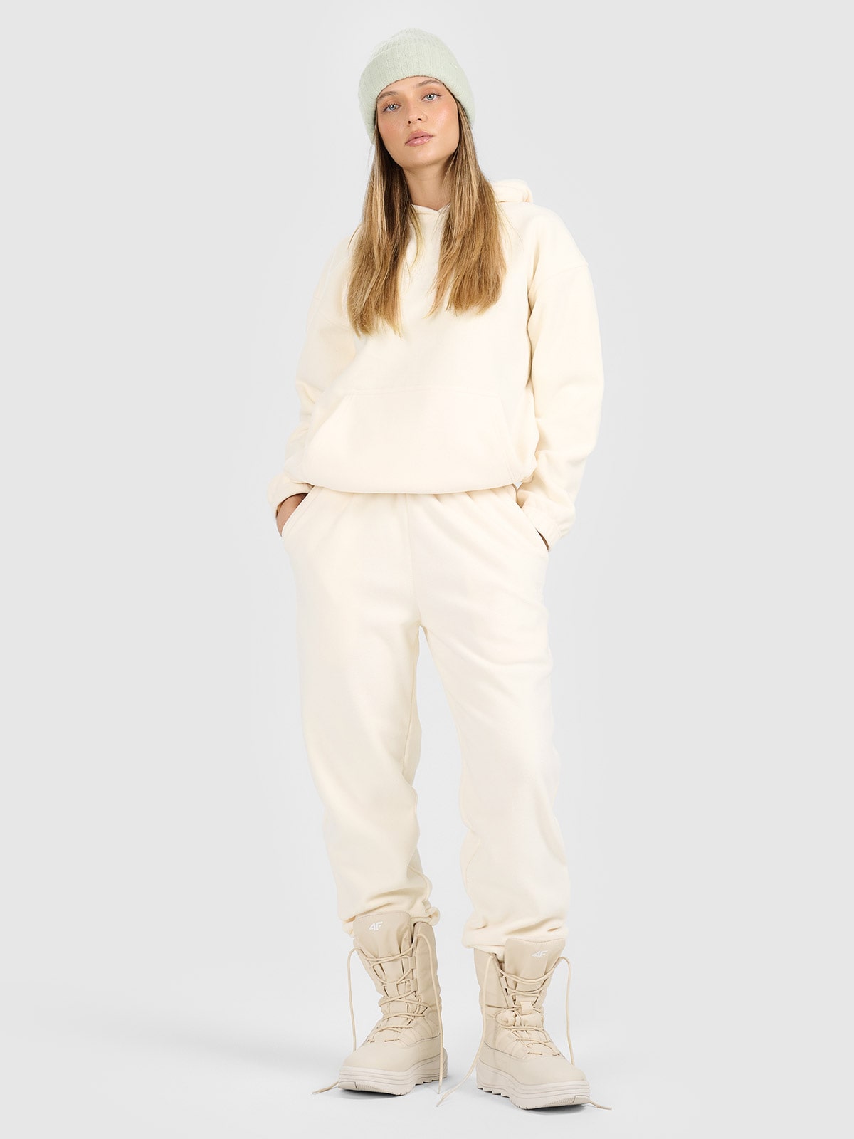 Жіночі флісові спортивні штани - білі