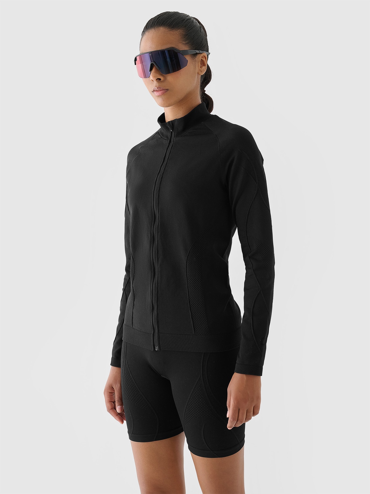 Жіночий спортивний безшовний світшот на блискавці 4F x Anna Lewandowska - чорний