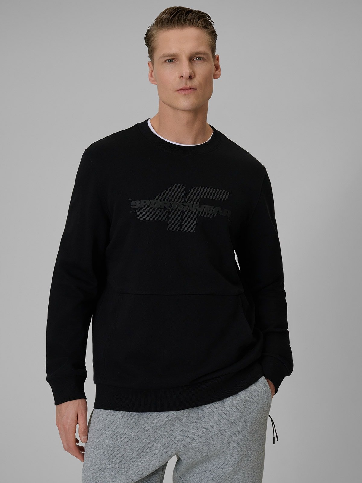 Регулярна спортивна кофта без капюшона чоловіча - чорна