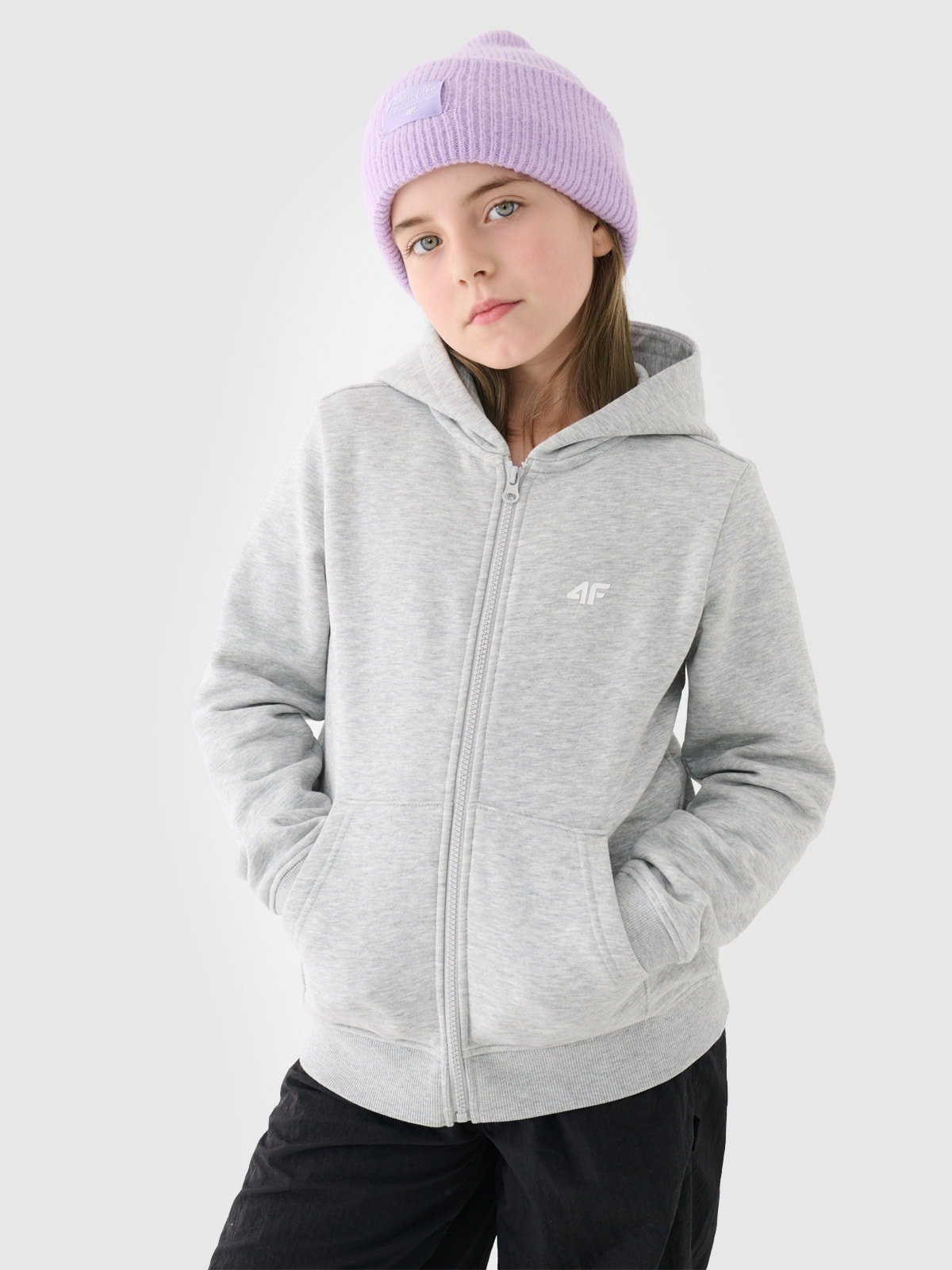Спортивне худі на блискавці для дівчаток - сірий