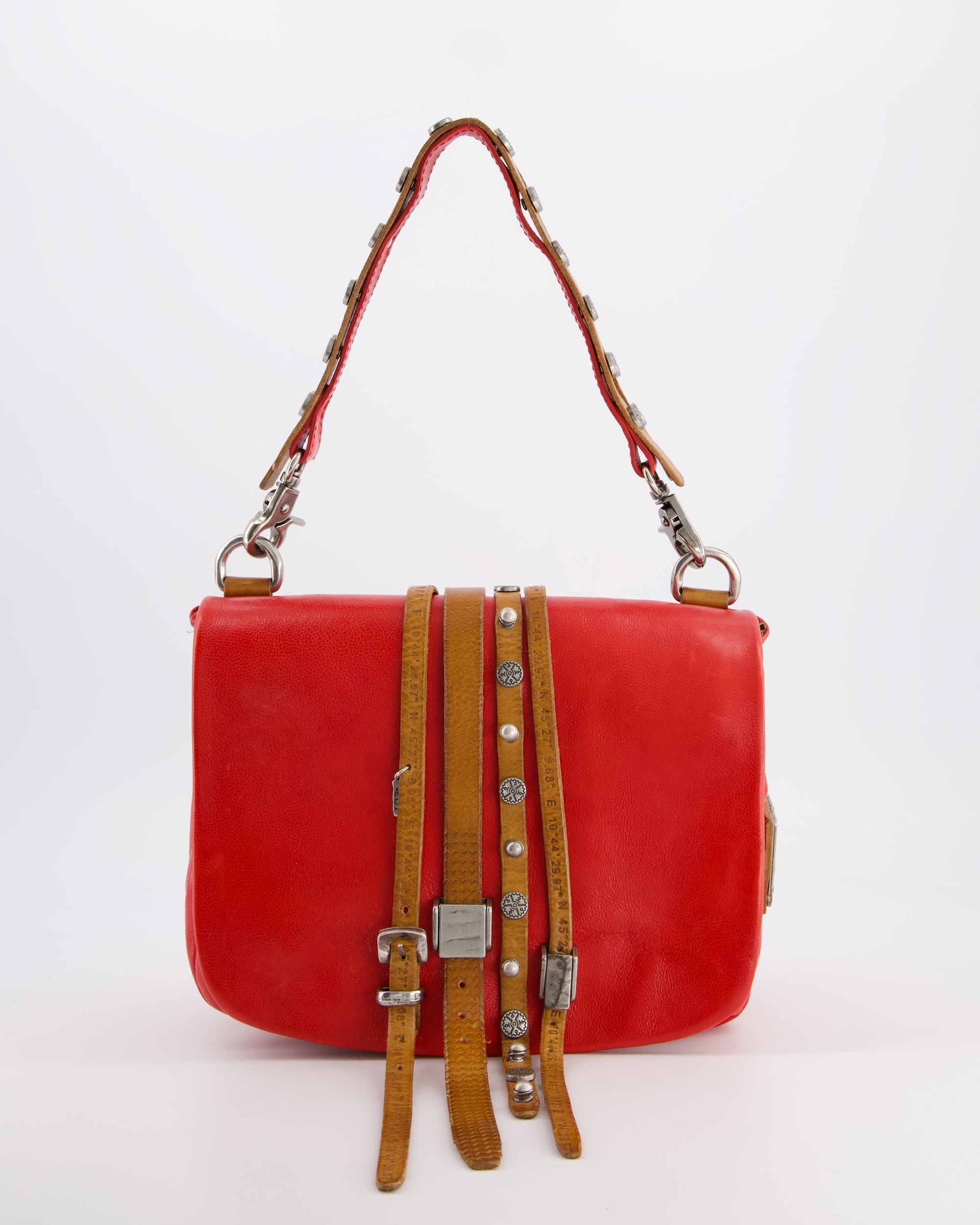 CZERWONA TORBA Z NITAMI 200431 CHERRY