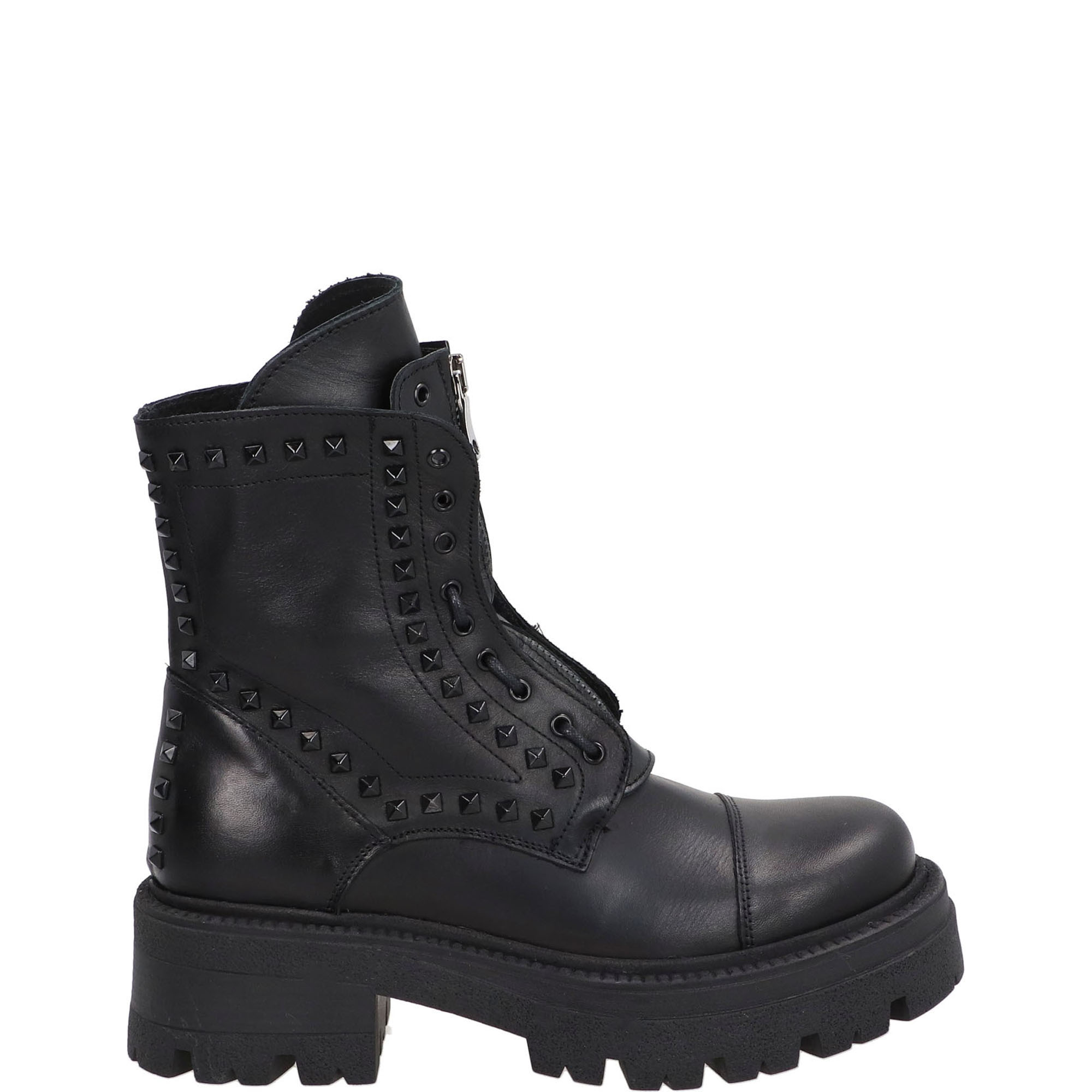 CZARNE SZNUROWANE BOTKI H10 VITELLO NERO