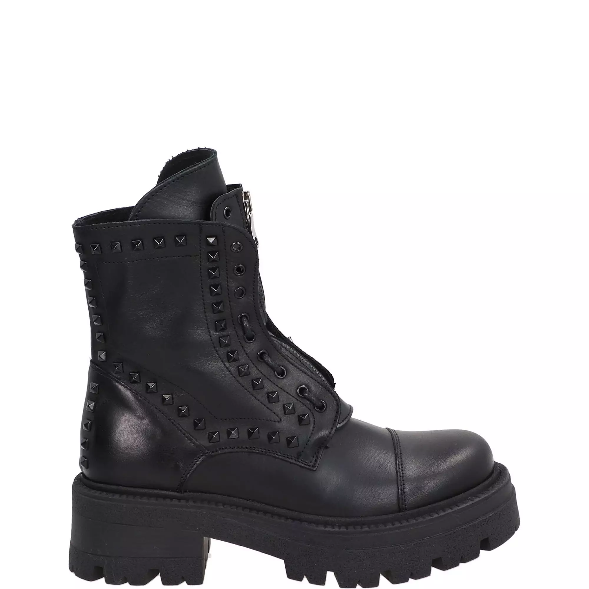 CZARNE SZNUROWANE BOTKI H10 VITELLO NERO