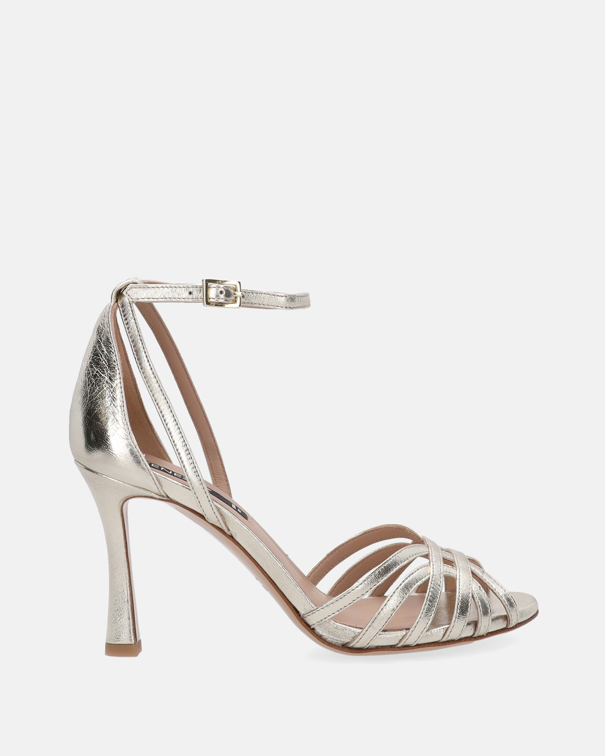 ZŁOTE SANDAŁY NA SZPILCE SERENA8 LAM PLAT