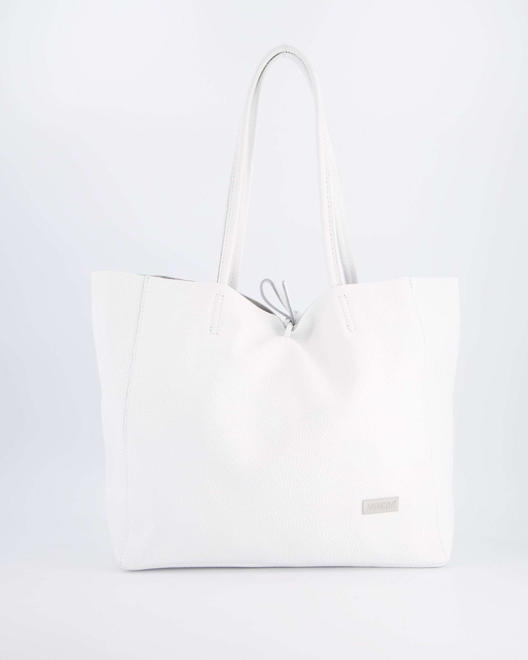 SKÓRZANA SHOPPERKA W KOLORZE BIAŁYM A-1234 DOL BIANC