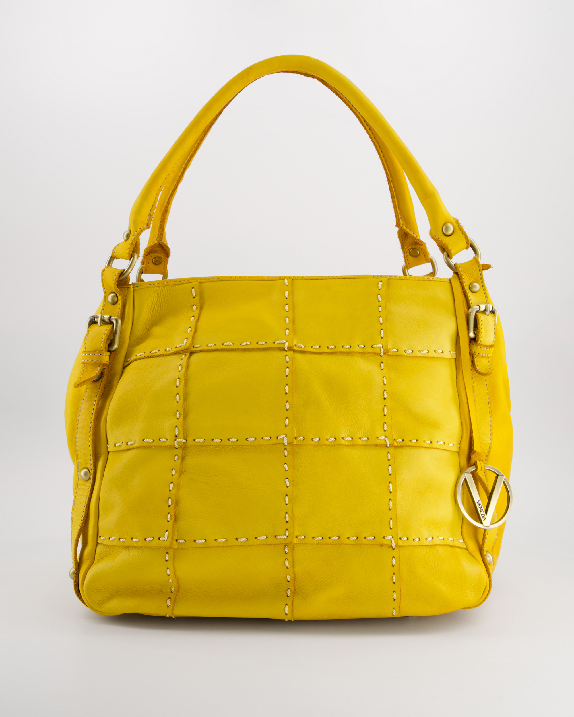 ŻÓŁTA TORBA DAMSKA Z PRZESZYCIAMI 176-LAV232 GIALL