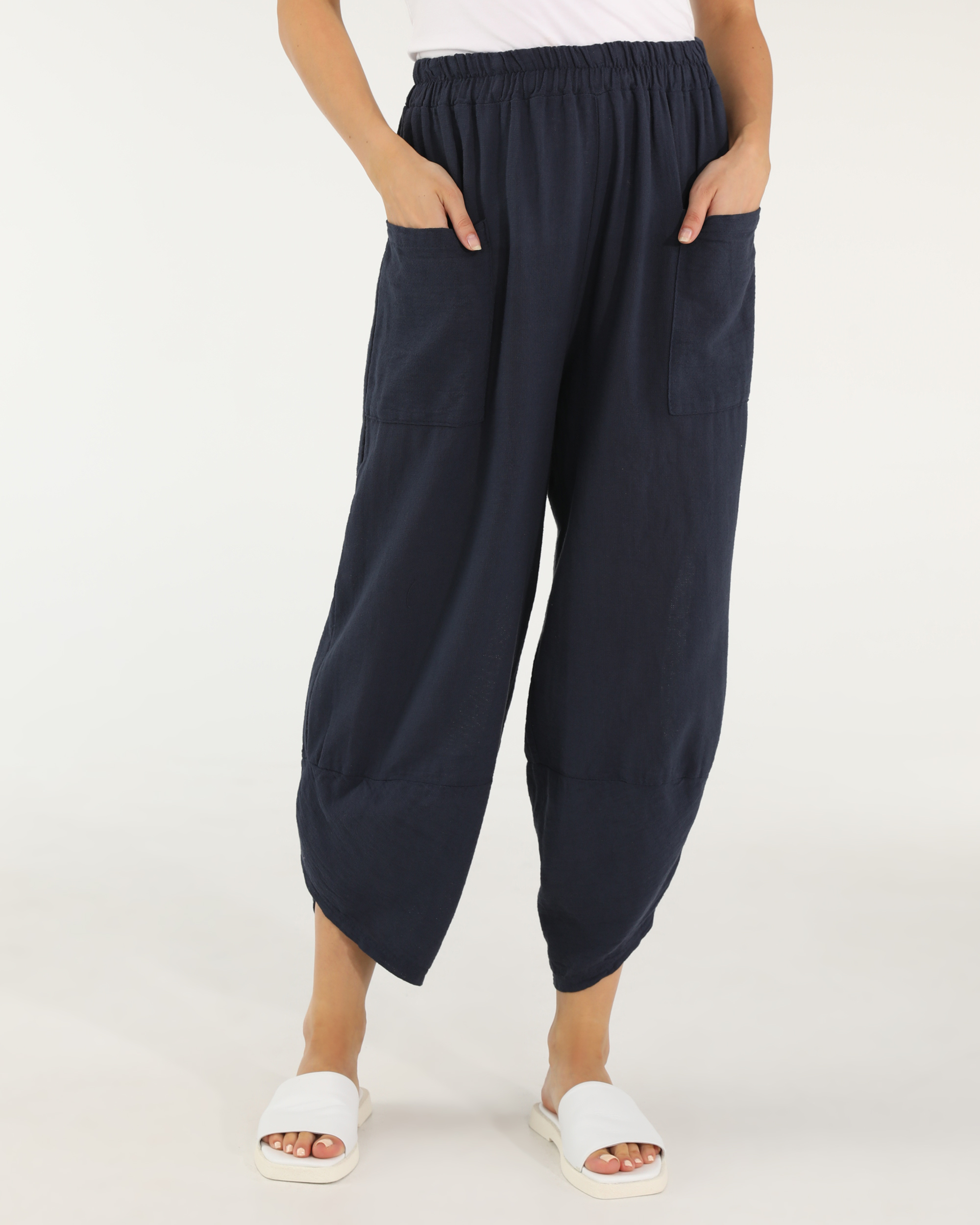 GŁADKIE SPODNIE Z BAWEŁNY 65-24230H BLU SC