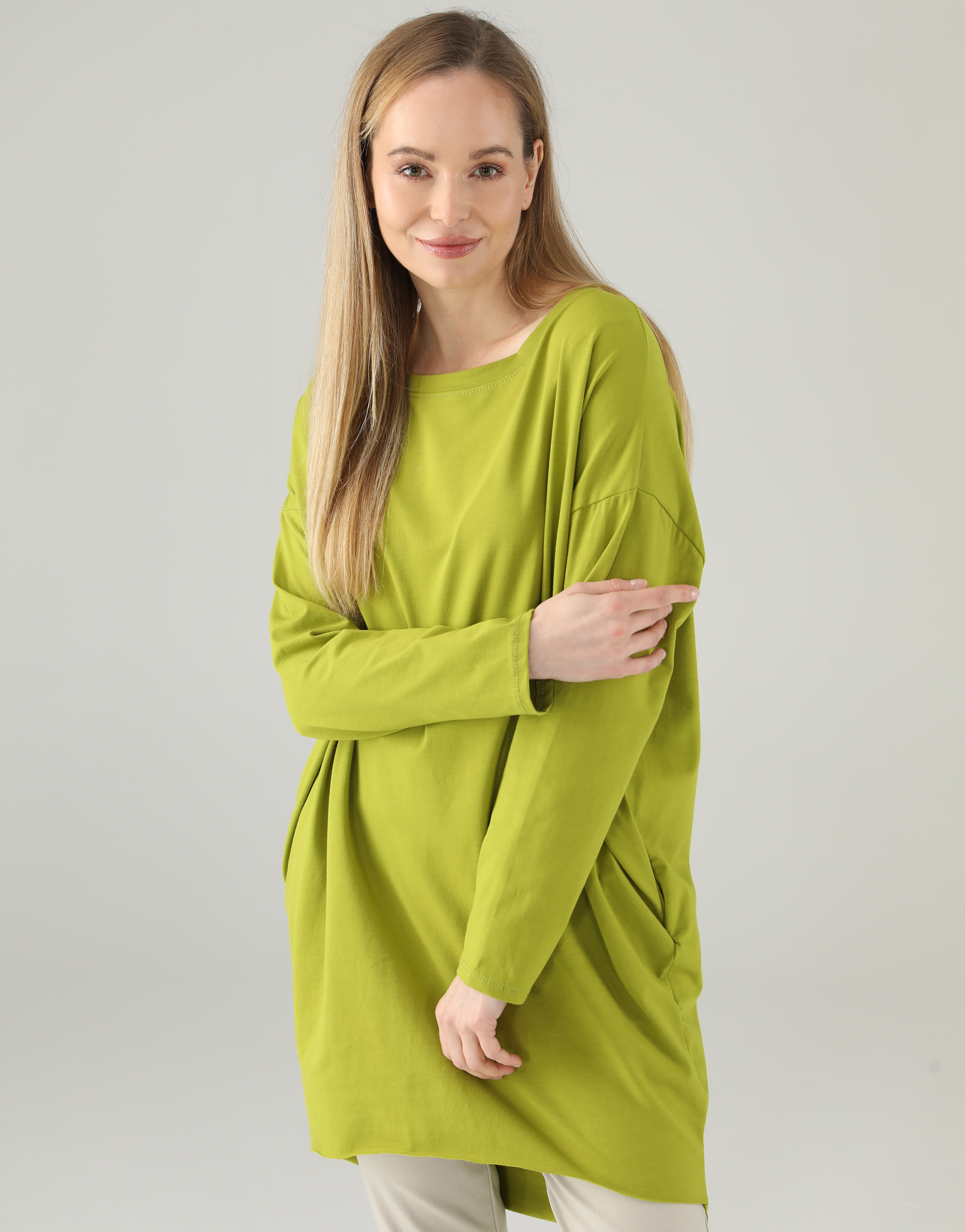 LUŹNA BLUZKA Z BAWEŁNY 109-6196U PISTAC