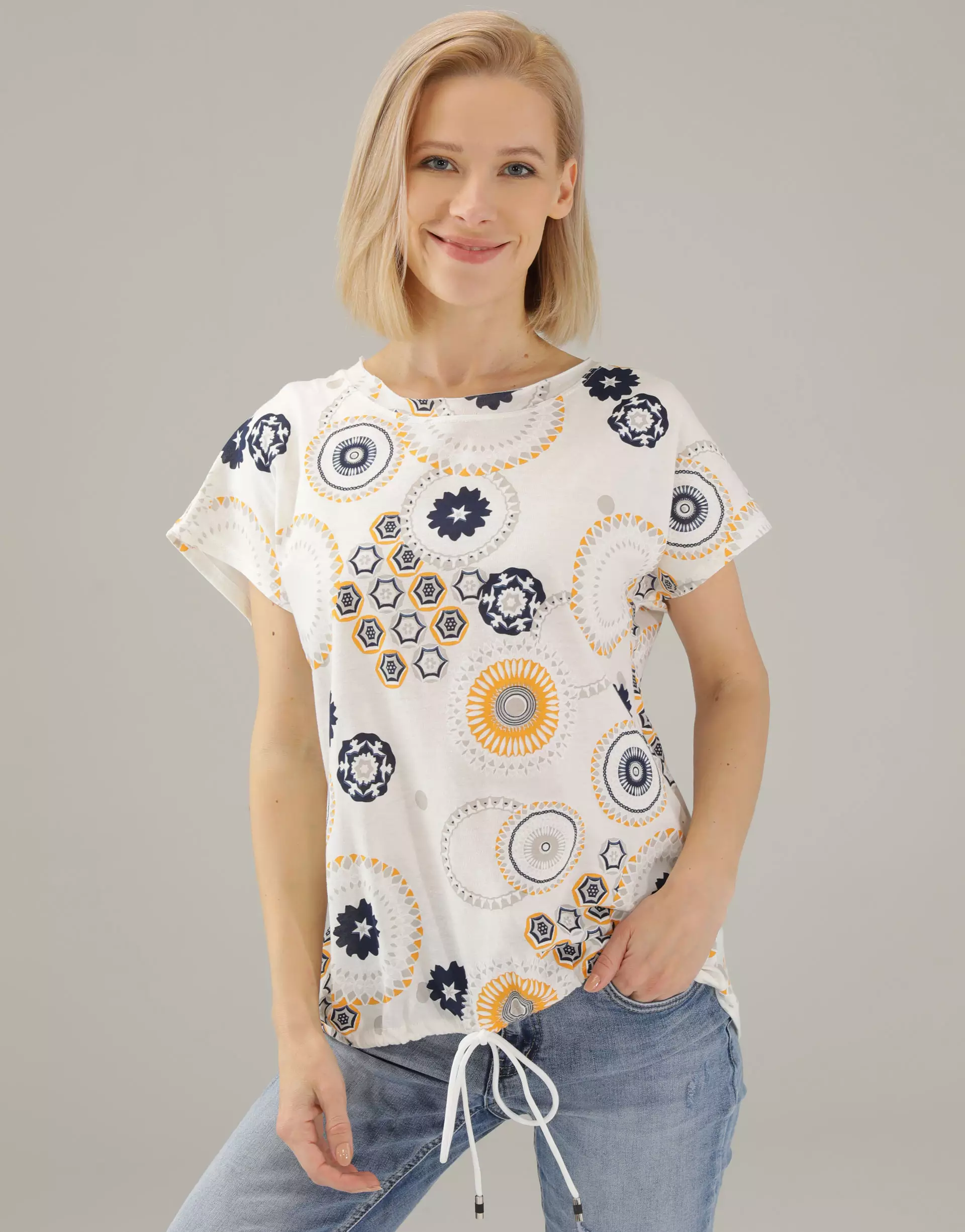 WZORZYSTA BLUZKA 65-22115E BIANCO