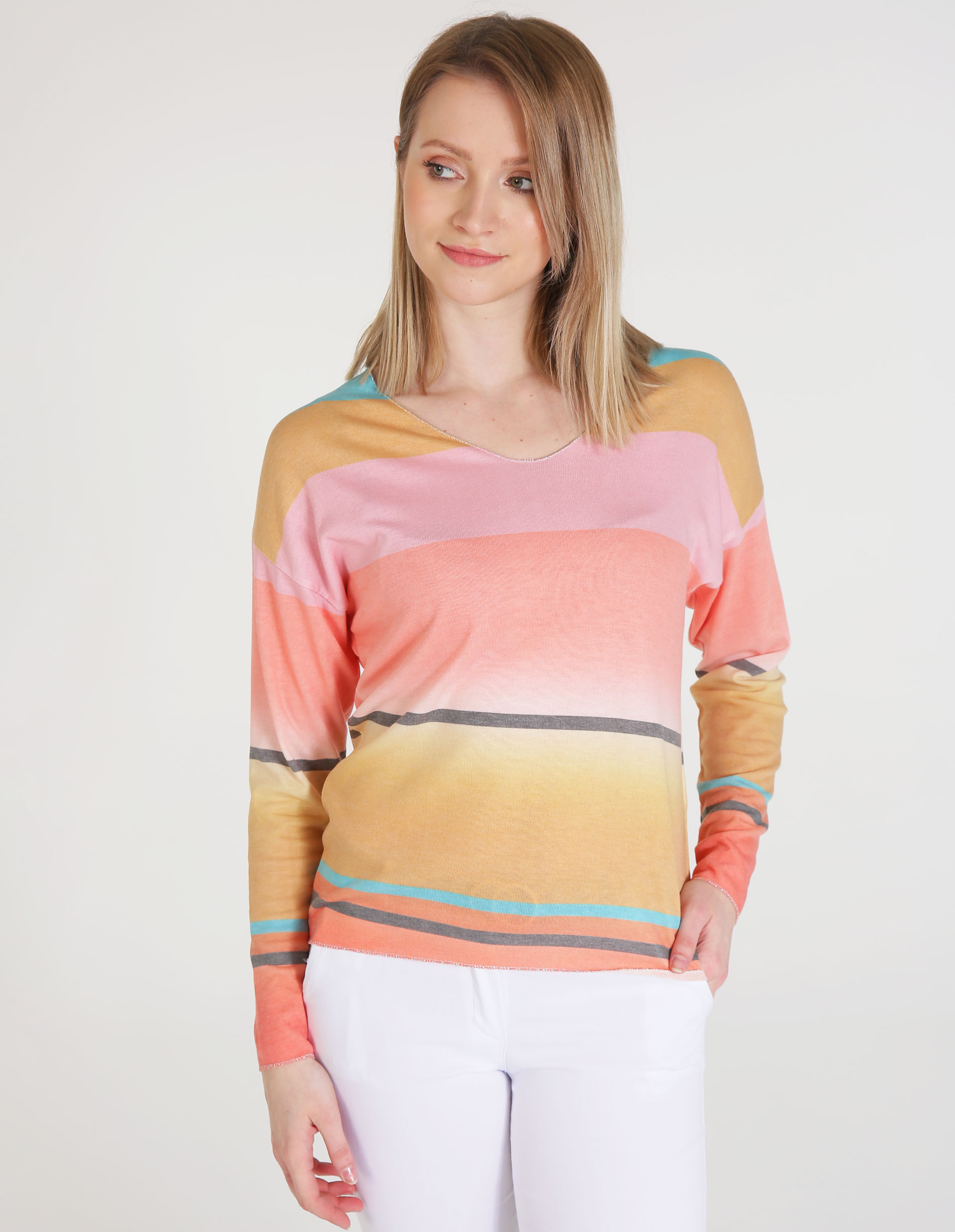 BLUZKA W PASKI 29-9552K MULTI