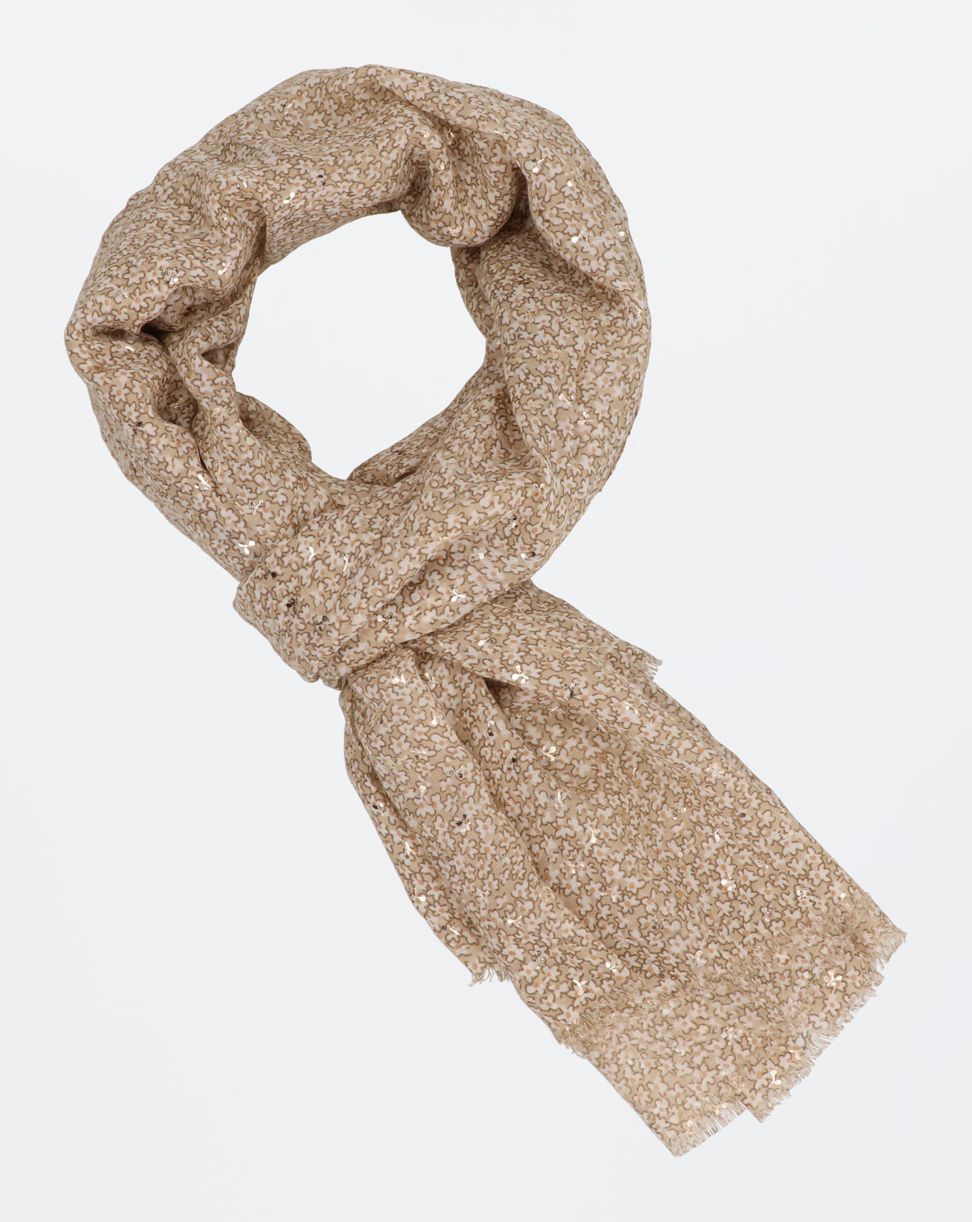 SZAL W DROBNE KWIATY 135-112267 TAUPE