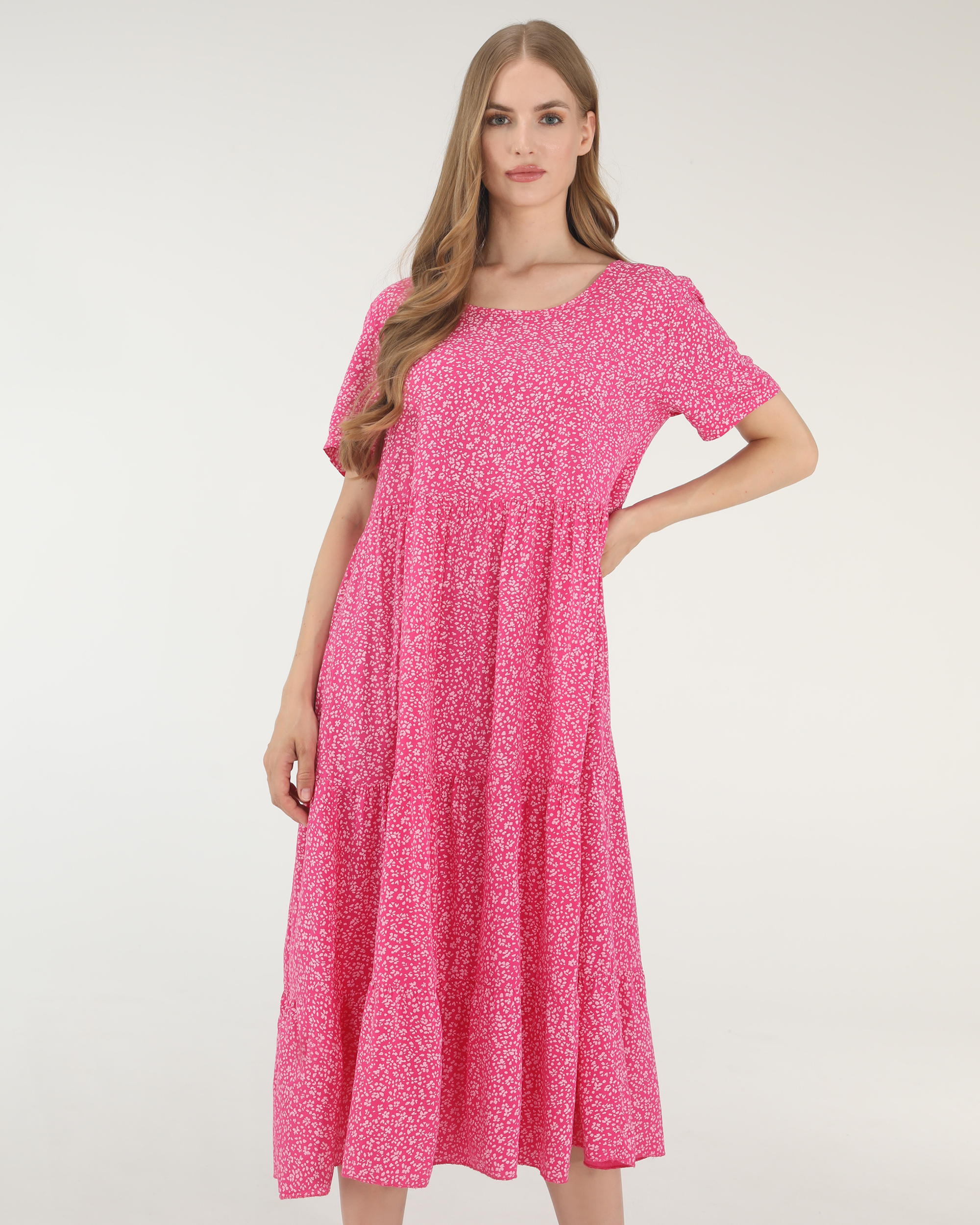 RÓŻOWA SUKIENKA Z WISKOZY