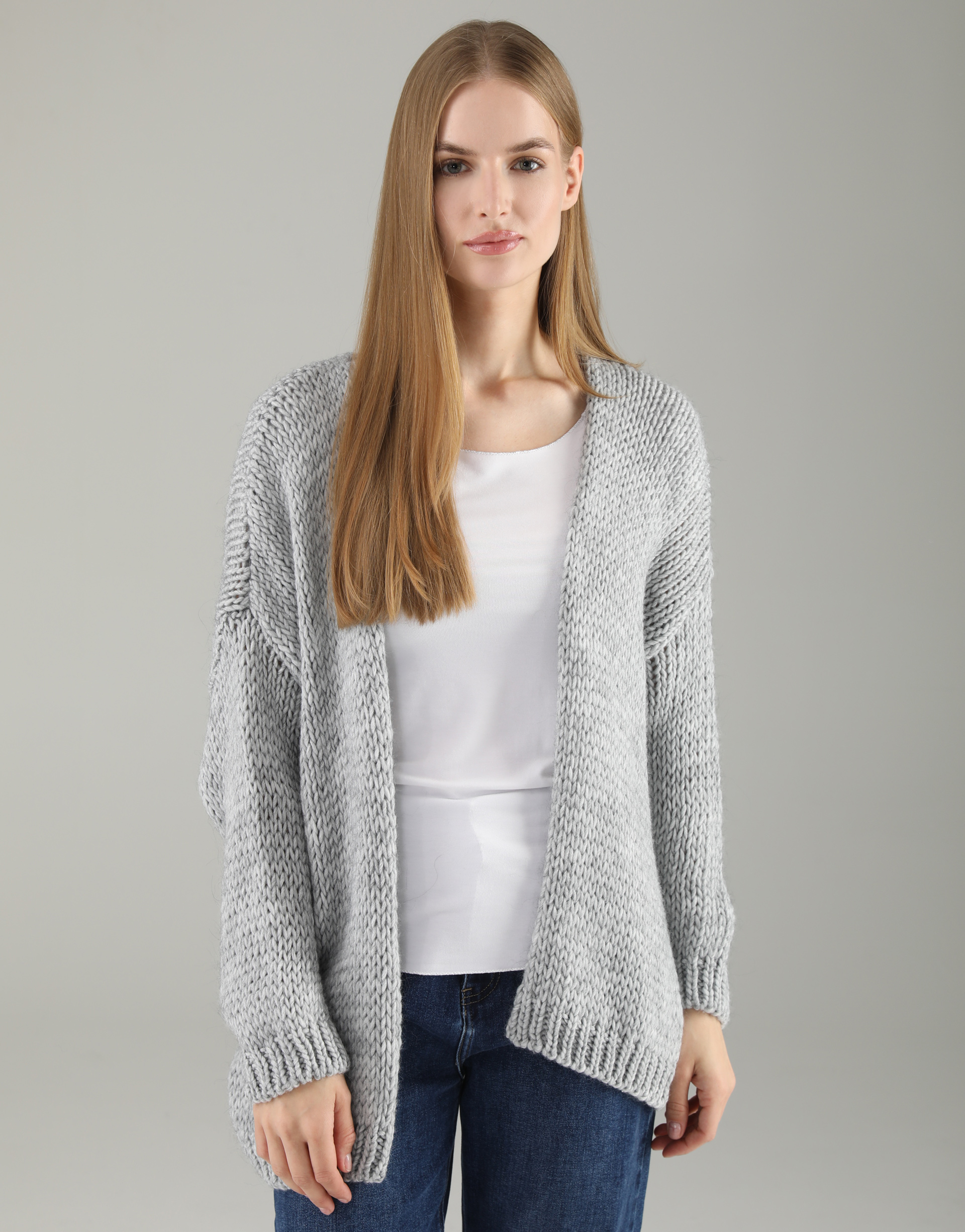 Szary kardigan z wełną