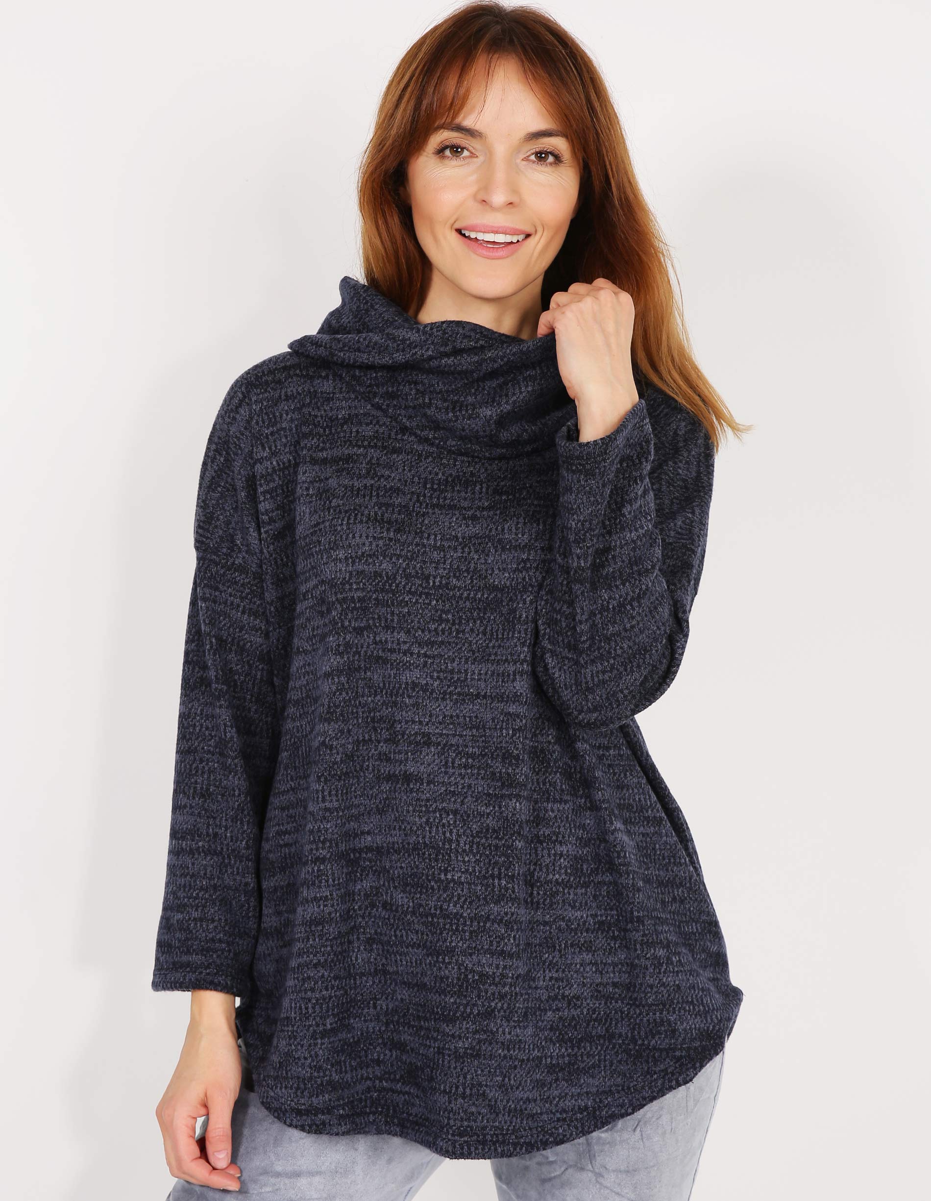 BLUZKA Z DZIANINY 209-6333A BLU