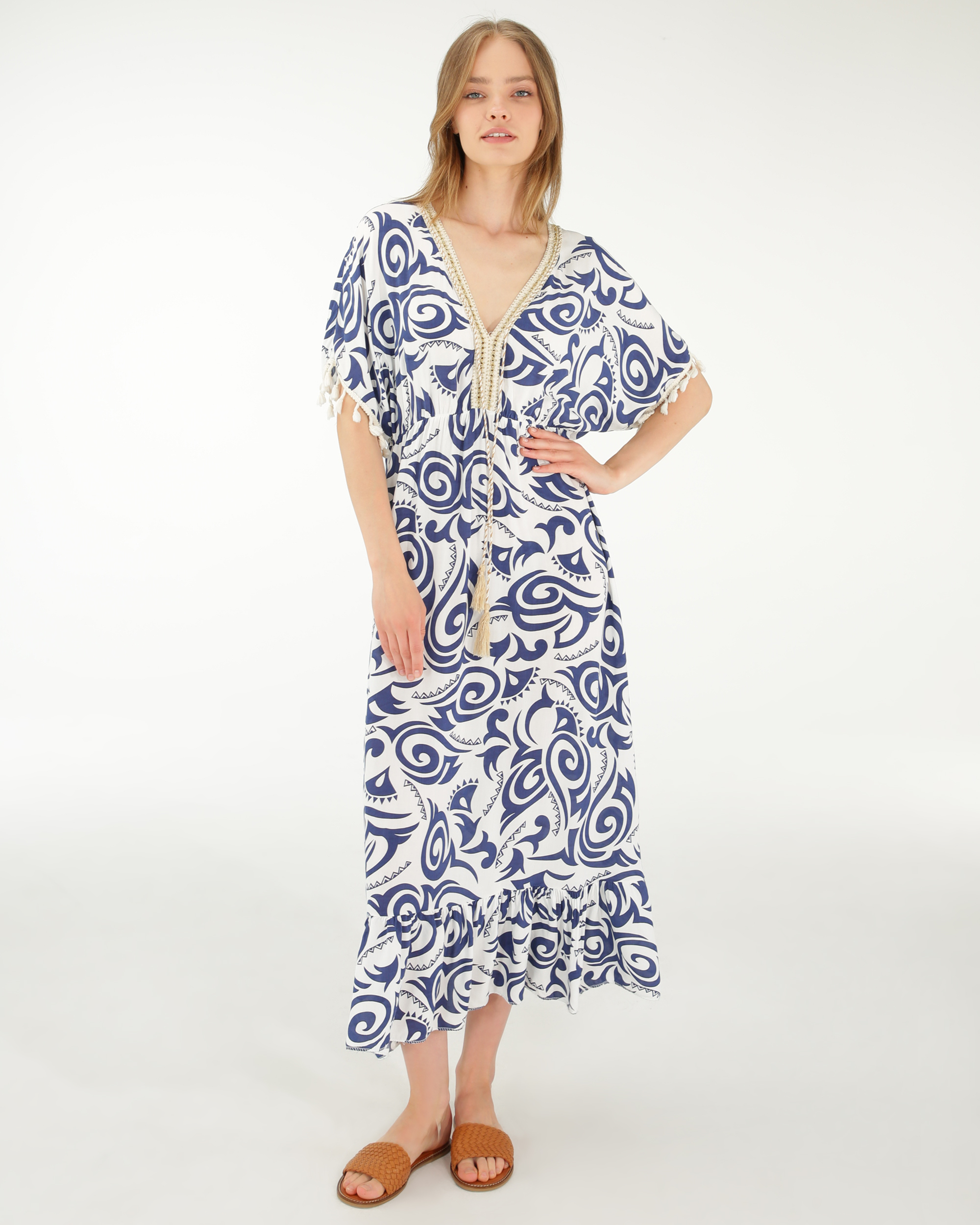 SUKIENKA MIDI Z WIĄZANIEM 216-50015A BL SC